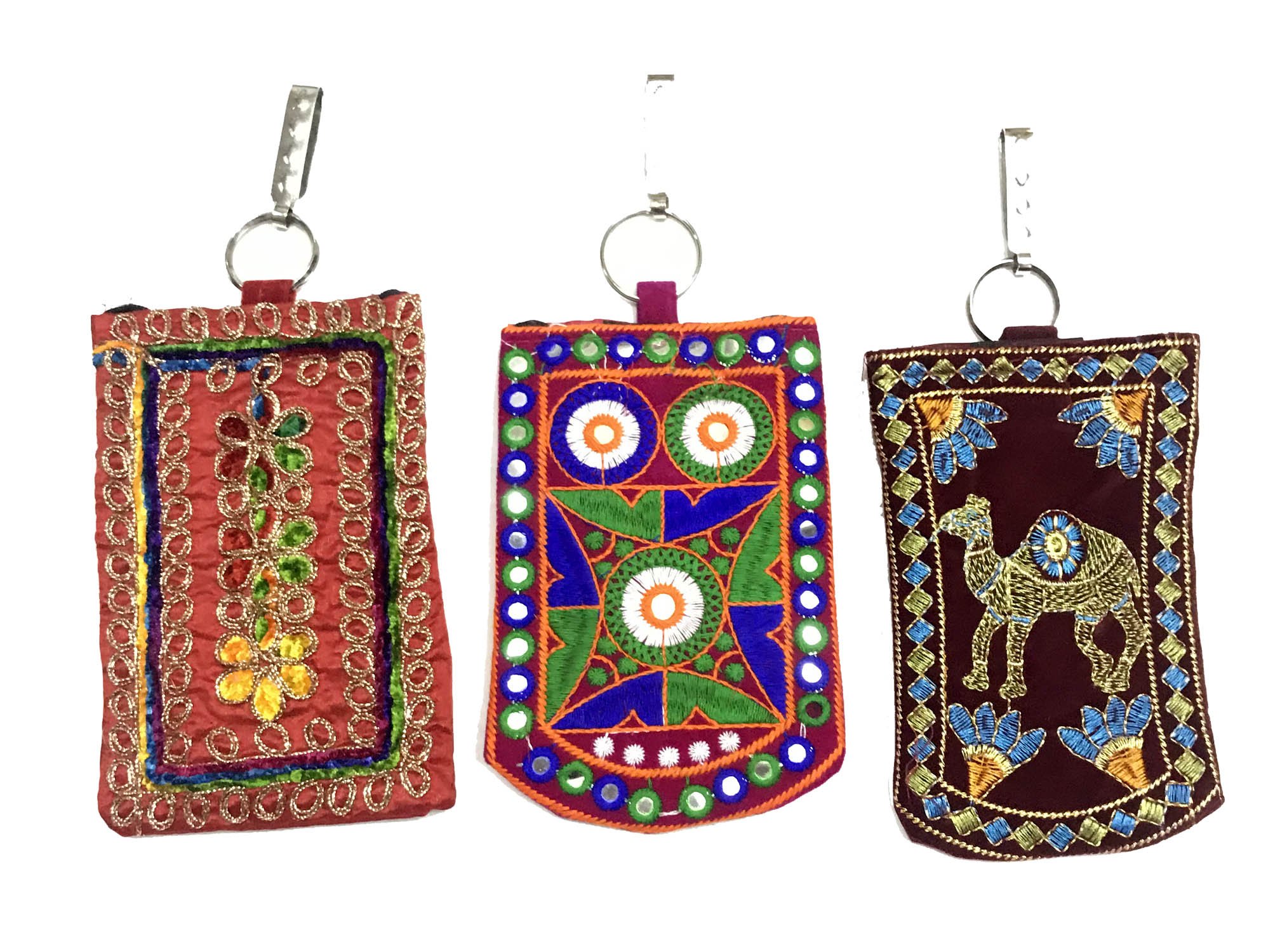 Women's Multicolour Embroidered Mobile Cover Combo Pouch-image-37