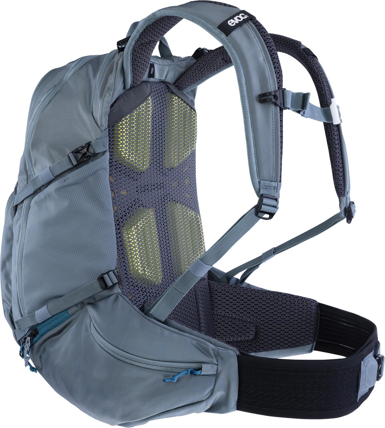 EVOC EXPLORER PRO 26, plecak (dla krótszych pleców, AIR FLOW CONTACT SYSTEM, pas biodrowy AIRO FLEX, w tym komora na bukłak do 3 l i pokrowiec przeciwdeszczowy, jeden rozmiar), stalowy