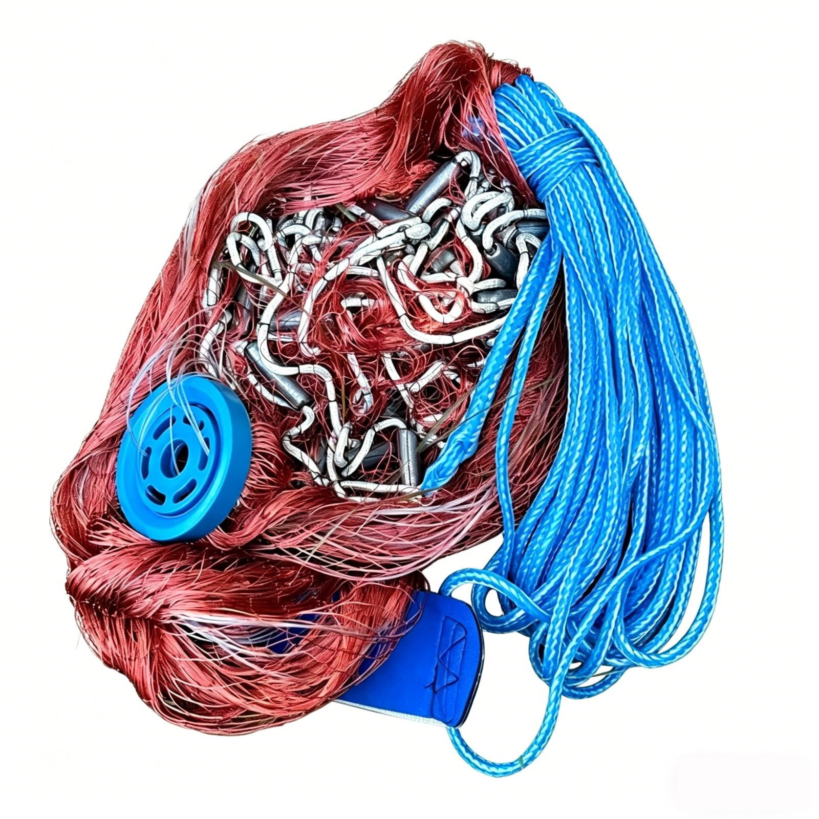 Lawaia Filet De PêChe 2.4m-7.2m, Mailles de 1,2 cm, Épervier de pêche en mer Fait à la Main, très résistant, avec véritables Pendentif de Fabrication de Plomb, Fishing Net, Cast Net