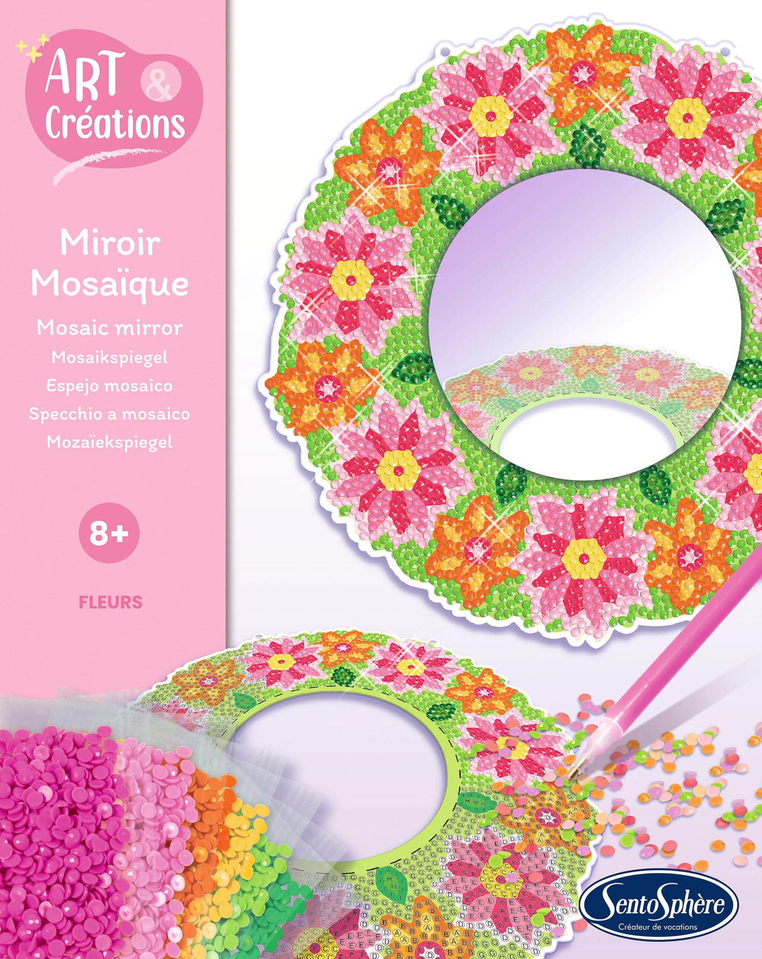 Sentosphère Art & Creations Mosaic Mirror Flowers, Multi-Coloured, Enfant - Image 4