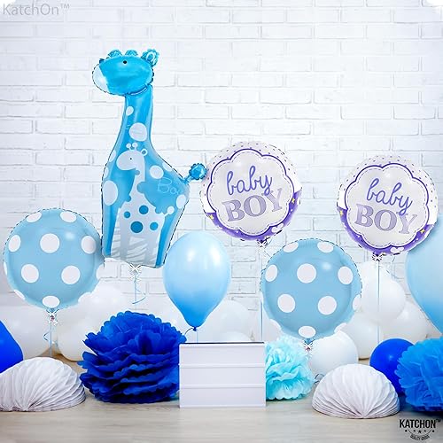 Miniatura 7 de KatchOn, Decoraciones de jirafa azul para baby shower, paquete de 5, globos de jirafa para baby shower para niño Globo It's a Boy Decoración azul