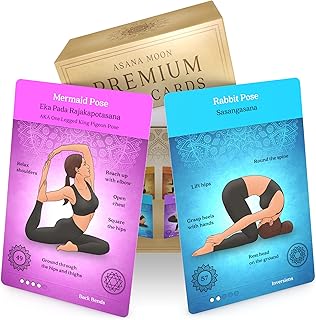 Premium Yoga Cards – Deck with Over 120 Yoga Poses – Yoga Sequencing Deck with Yoga Cues and Sanskrit Names for Beginners and Teachers – Unique Yoga Gift for Women or Any Yoga Lover