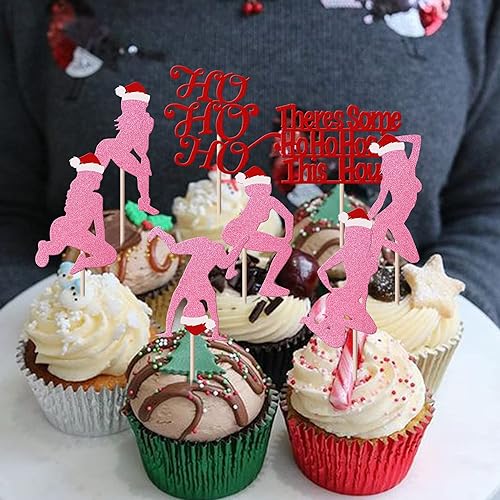 Vista 38 de Rsstarxi Paquete de 30 adornos navideños para cupcakes de hombre de jengibre con purpurina para baby shower, decoración para temática de Feliz