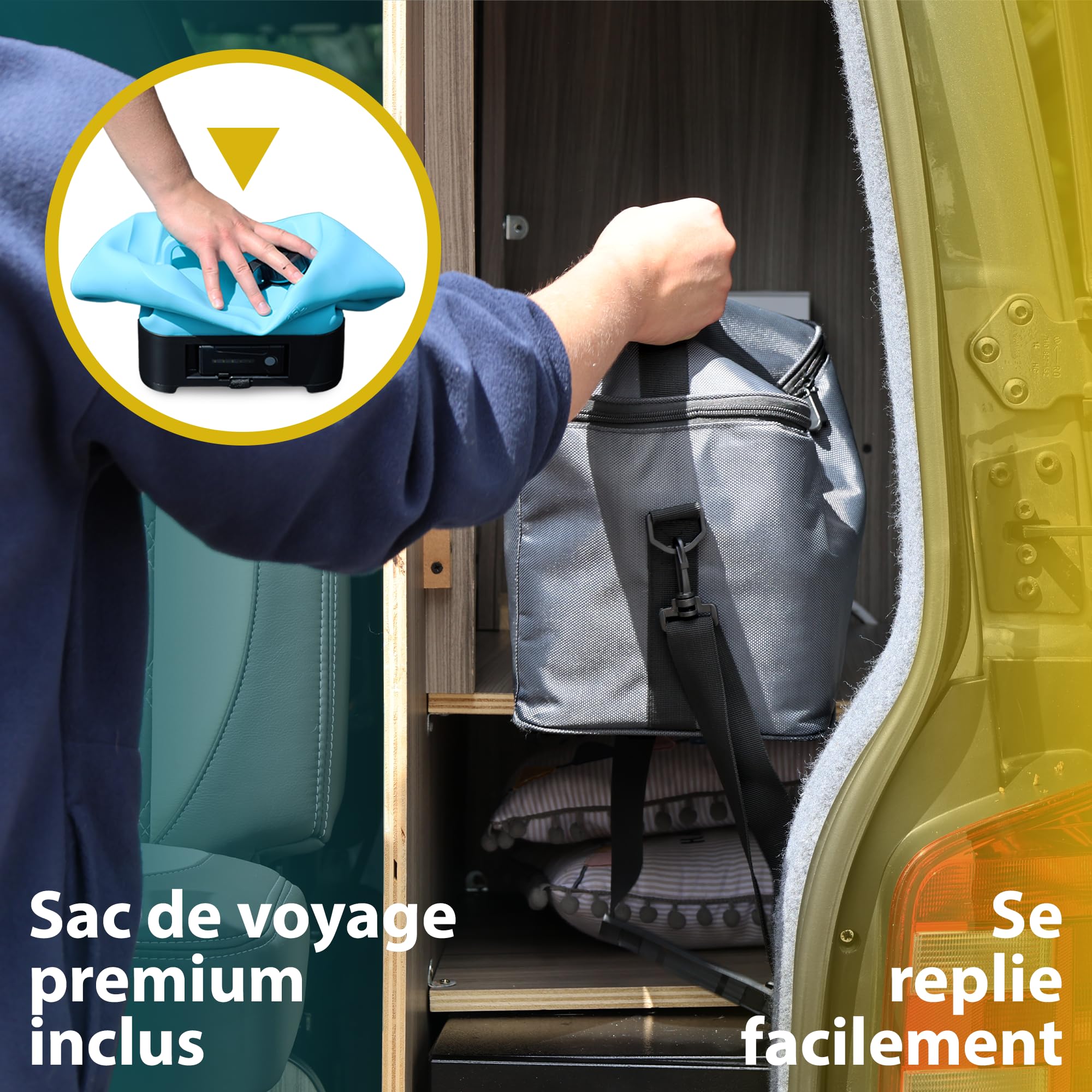 Colapz Douche Camping Électrique Portable avec Batterie & Réservoir 15L – Douche Extérieure Chauffante Jusqu’à 42 °C – Douche Mobile pour Camping-Car, Van, Voyage, Festival, Randonnée & Jardin