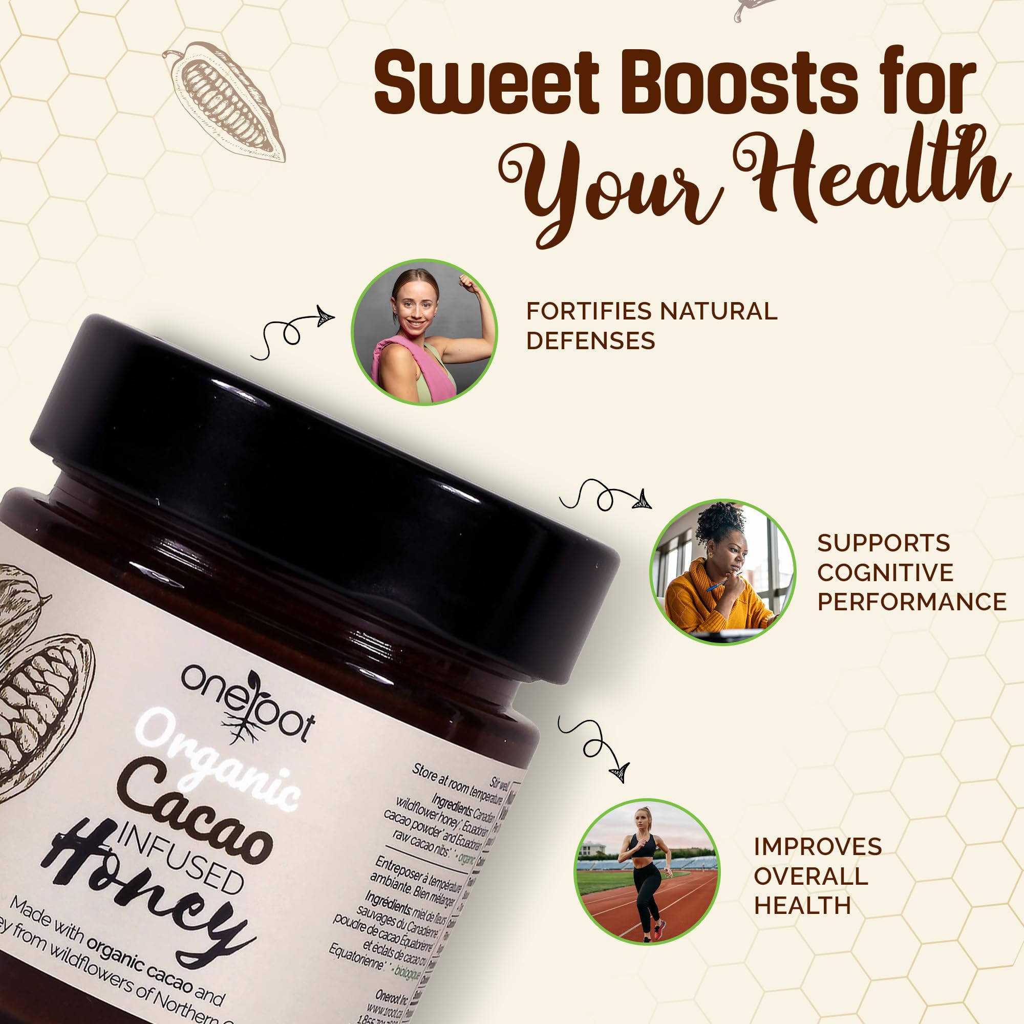 Amazon.com : OneRoot Organic Cacao Infused Honey – 300g / 10.6oz