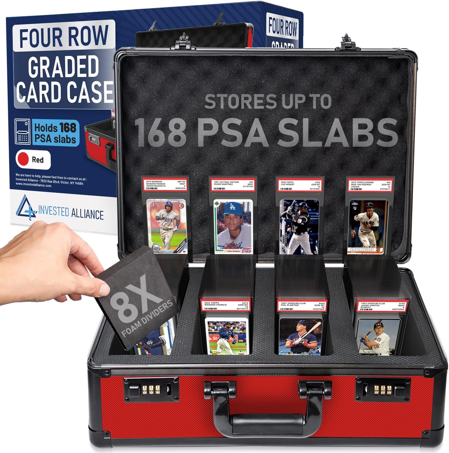 Premium 4 Row PSA Slab Case For Graded Cards | 168 Graded Card Case Storage Box For PSA, BGS, SGC & More. Sports, Baseball, Football, Trading, TCG Collector Slab Storage Box Top Loader Holder.