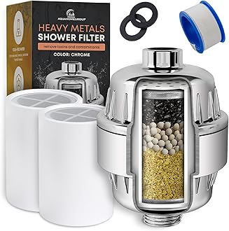 Heavy Metals Shower Filter (2 Cartridges Included) – Removes Lead, Mercury & Impurities – 4-Stage High-Pressure Filtration with KDF 55, Zeolite & Activated Carbon – Universal Fit