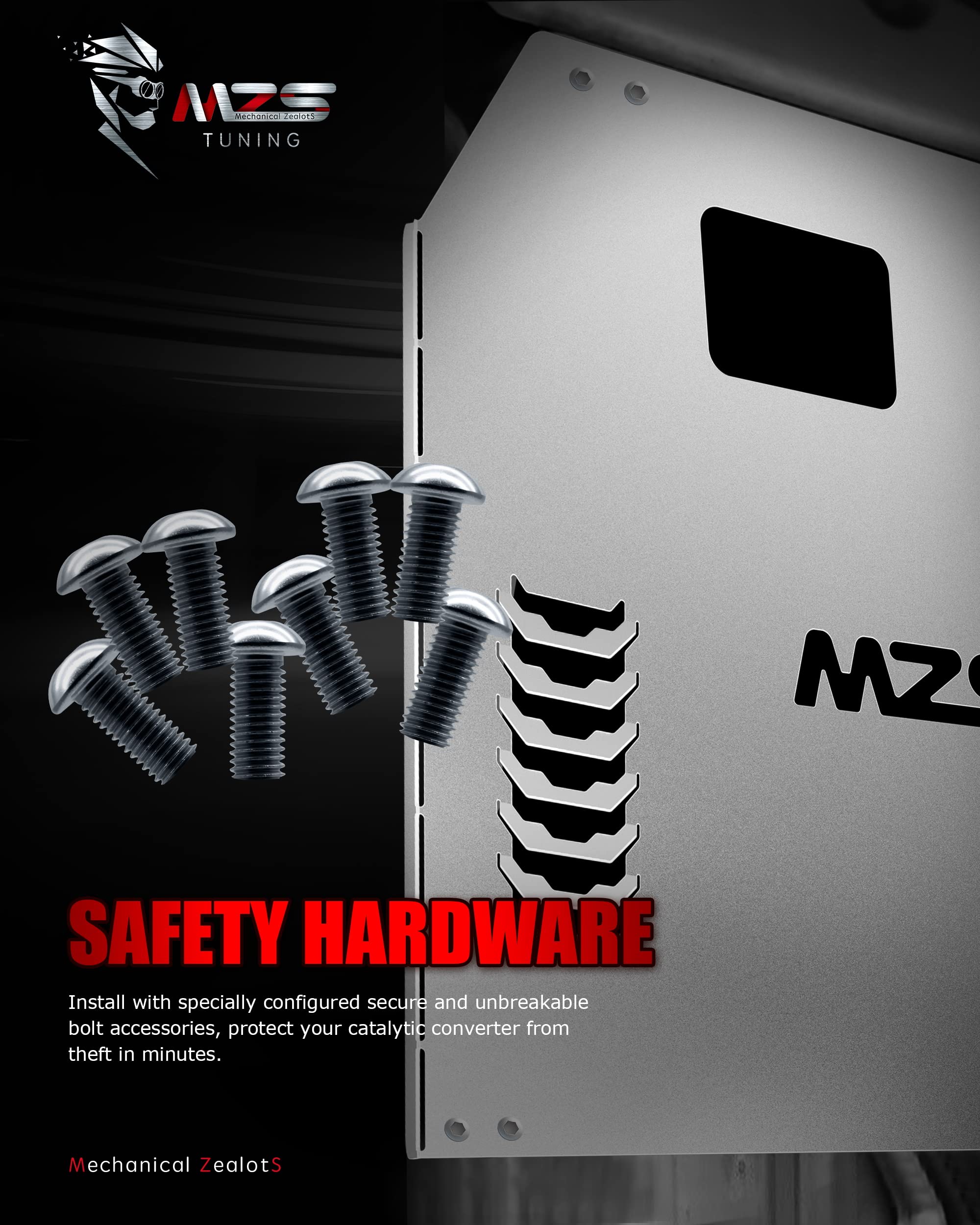 MZS Catalytic Converter Protection Shield, Anti-Theft Cat Protector Security Compatible with 2009-2024 F150 Aluminum Replacement