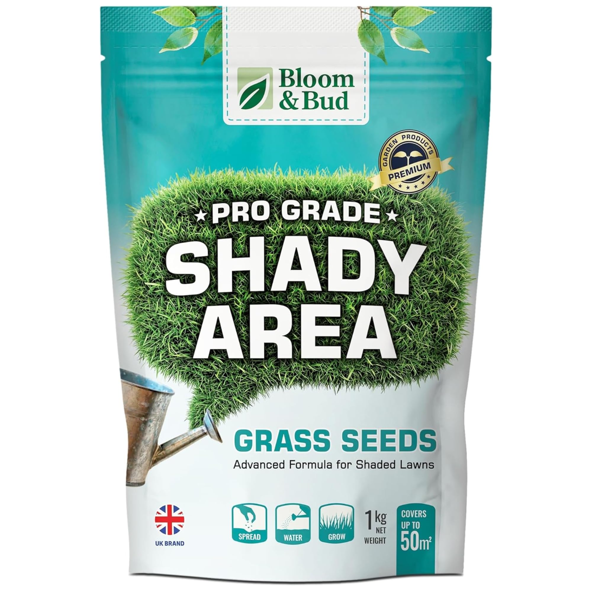 Shady Area Grass Seed – 1kg Lawn Seed Mixture for Partial to Full Shade, Overseeding, Patch Repair & New Lawns, Perennial Ryegrass, Red Fescue & Meadow Grass Blend, Covers up to 50m²