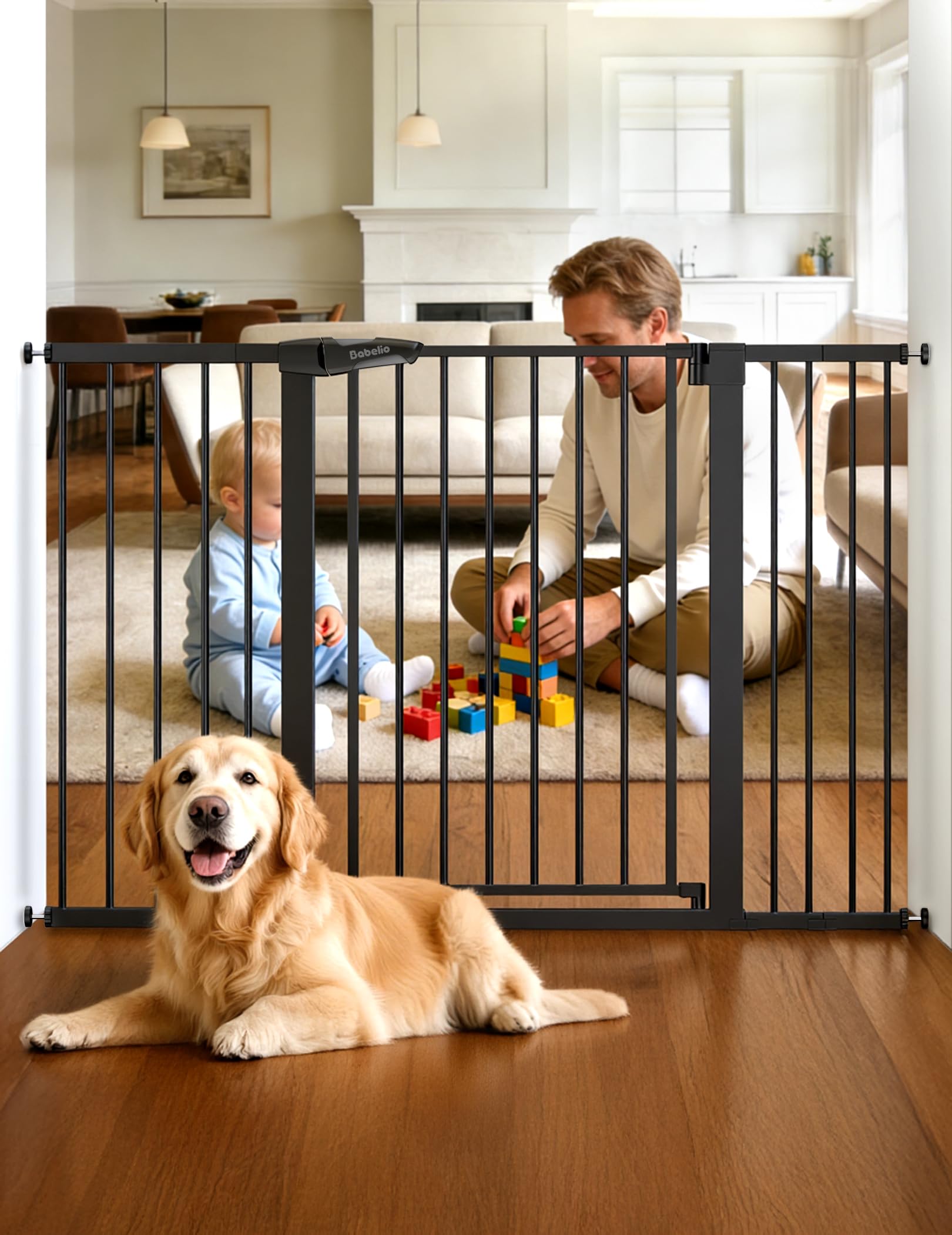 Babelio 29-55" Extra Wide Baby Gate, 36" Tall, PressGuard P7, Black