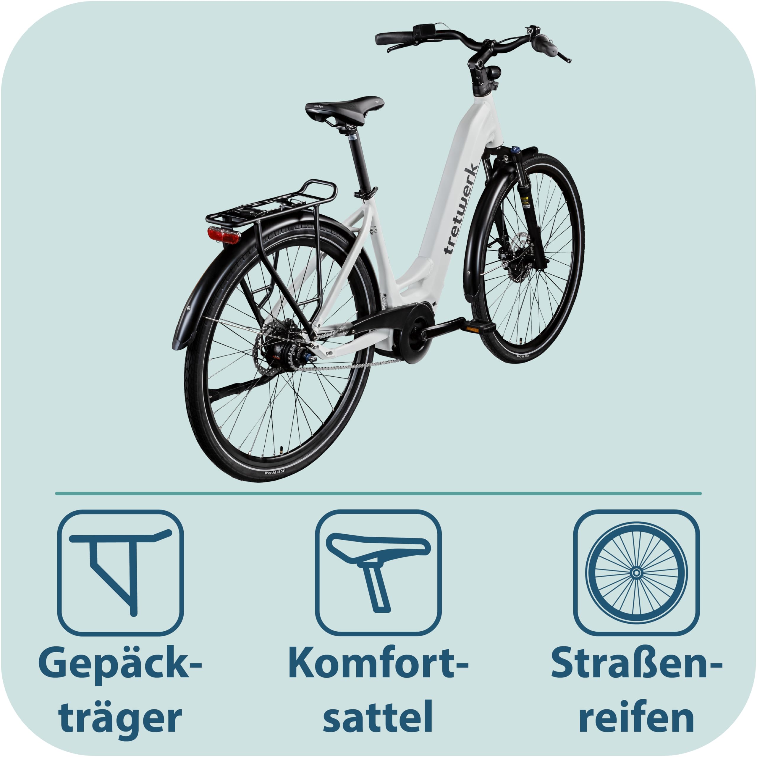 TRETWERK - 28 Zoll E-Bike - Damen City Bike - Amber Nexus - Pedelec Damenfahrrad mit Shimano Nexus 7 Nabenschaltung - E-Cityrad Elektrofahrrad mit Mittelmotor 250W 36V 522Wh 80Nm