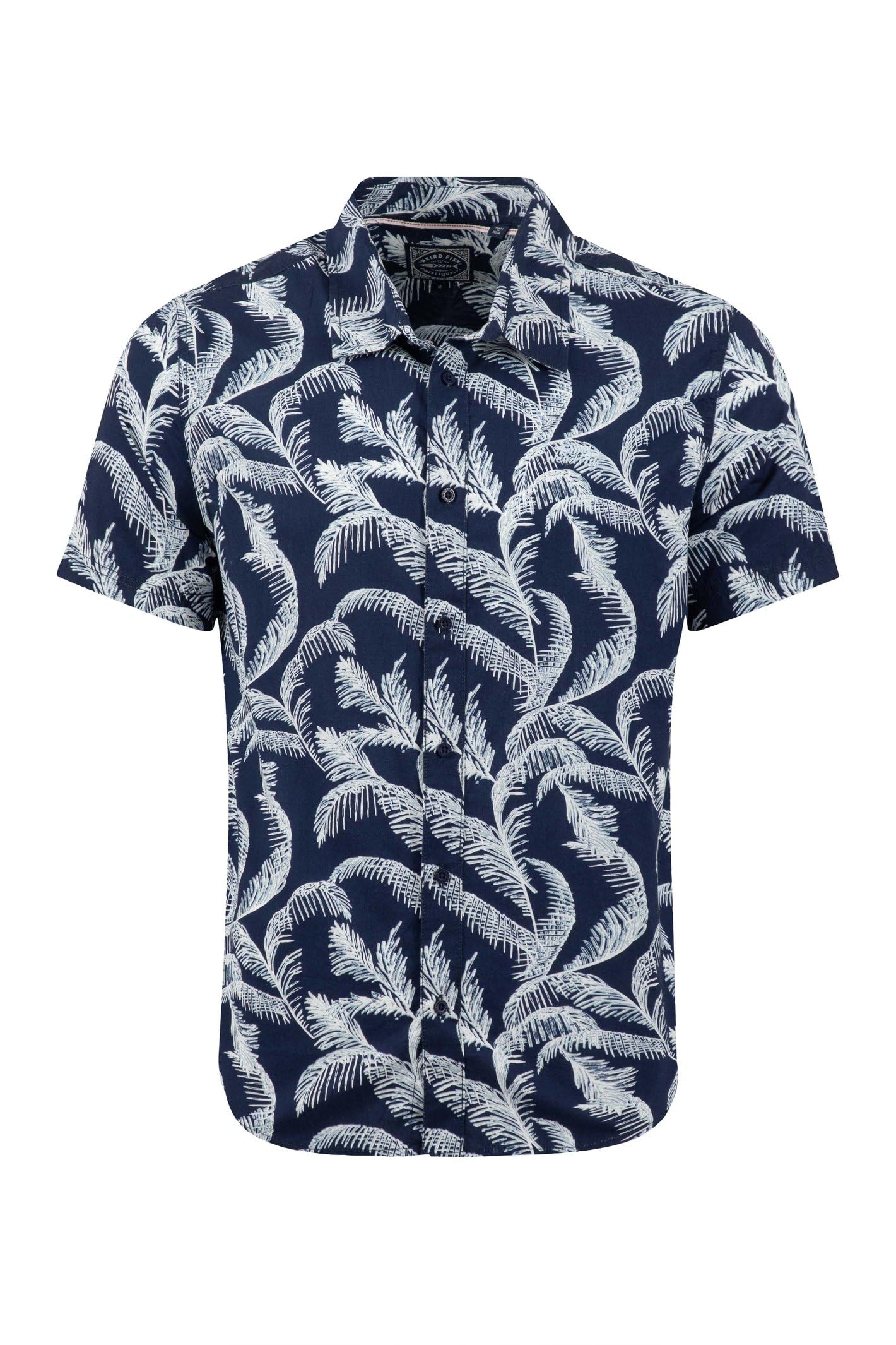 Weird Fish Avondale Short Sleeve Printed Shirt Dark Blue Size L