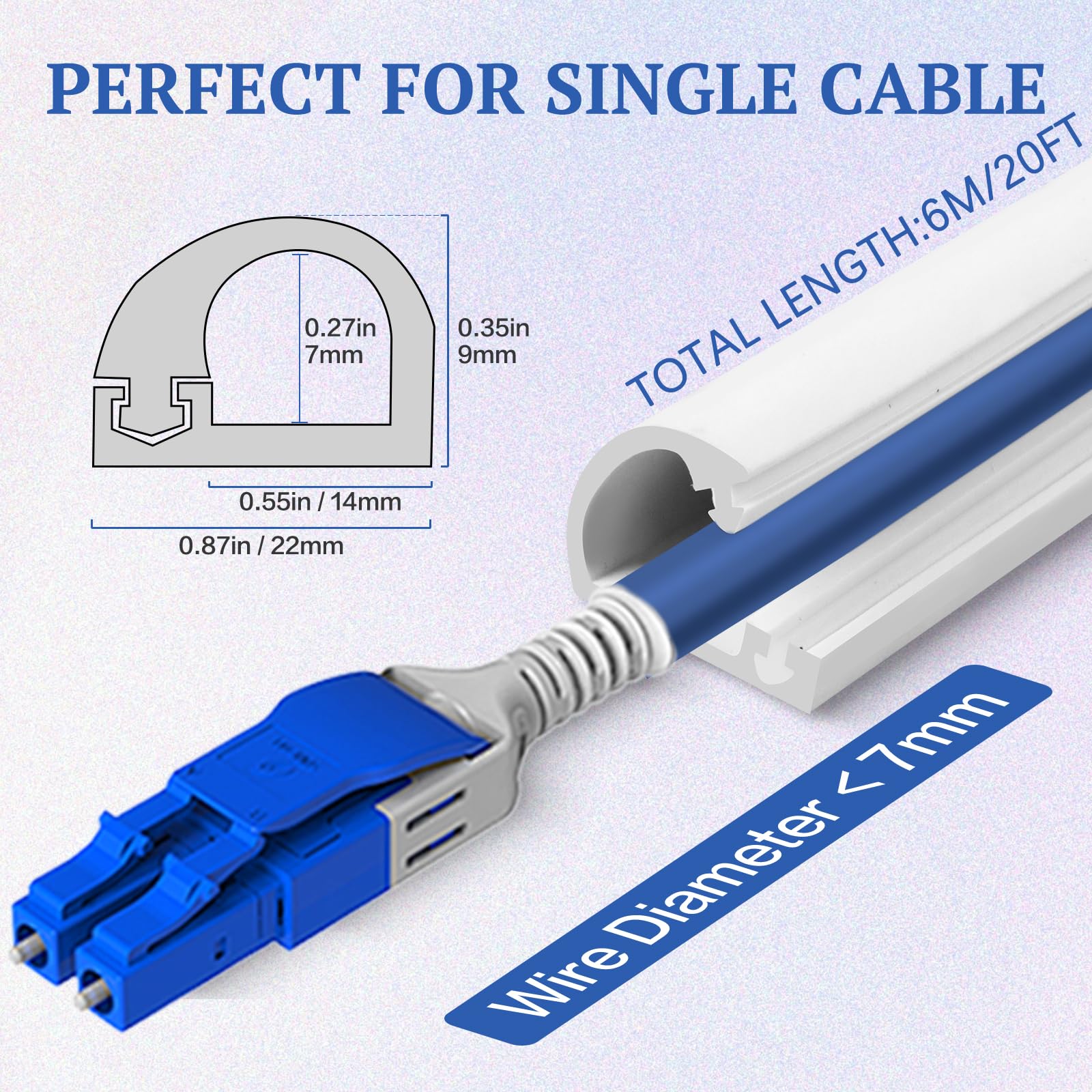 Mini cubierta de cable autoadhesiva de silicona de 6 m, cubierta de cable semicircular para TV, pared y escritorio, ocultador de cables para un cable, canalización de cables para el hogar y la oficina