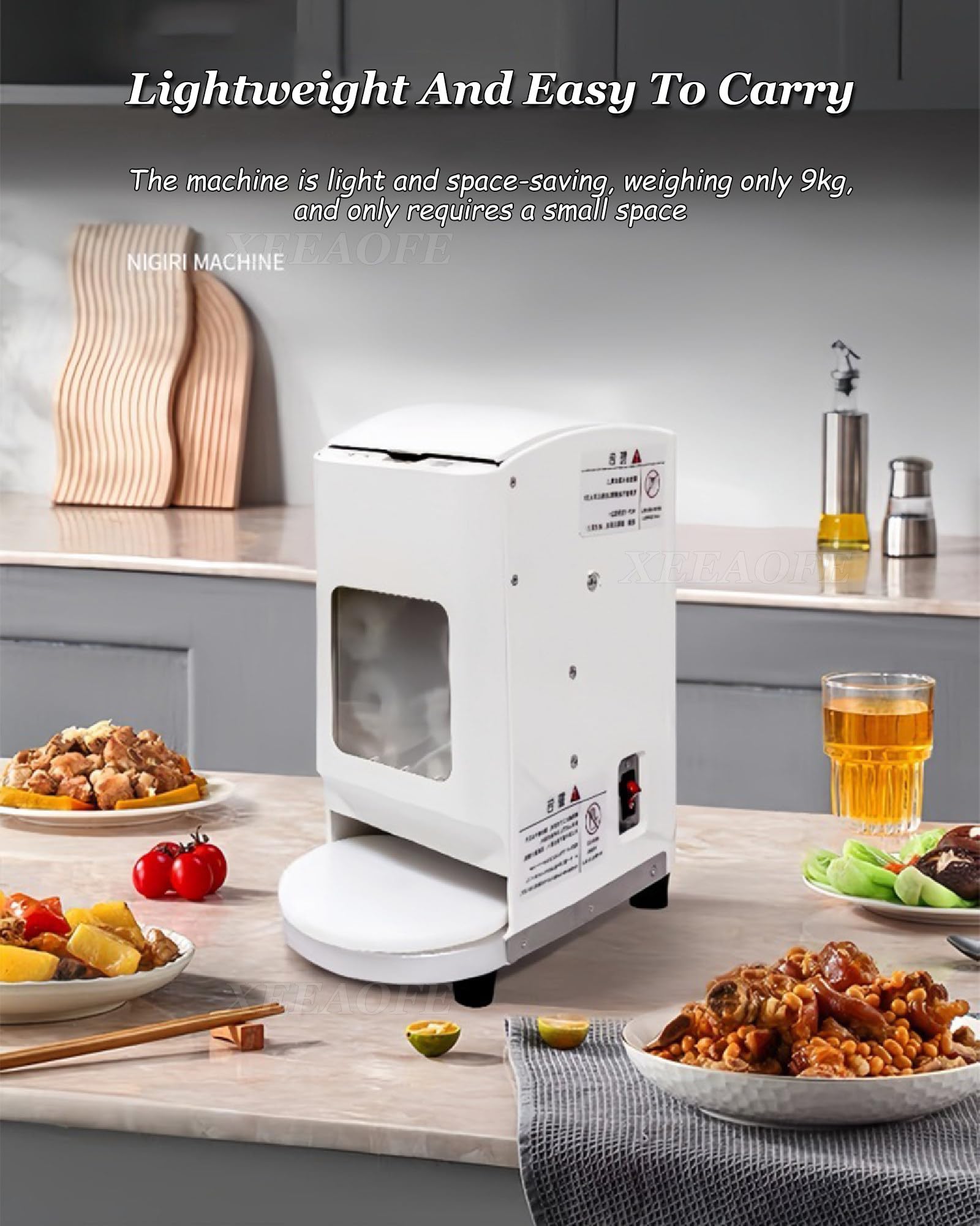 Macchina automatica per sushi, macchina per sushi con stampi per una facile preparazione del sushi, capacità 1200 pezzi/h, include stampi da 16/18/20/22/24 g, kit per la preparazione del sushi