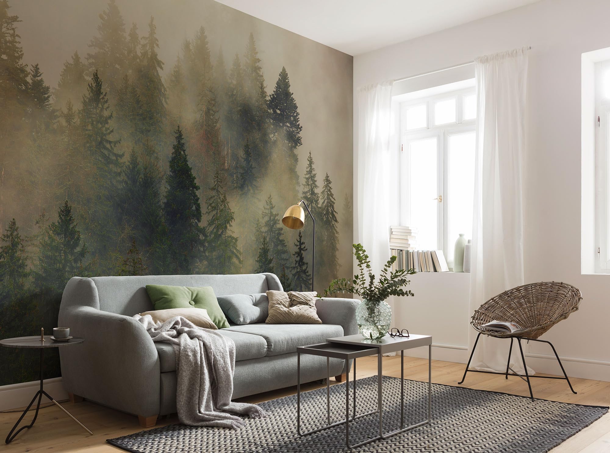 Papier peint photo Mystical Firs 400x250 cm pour masquer les défauts du mur