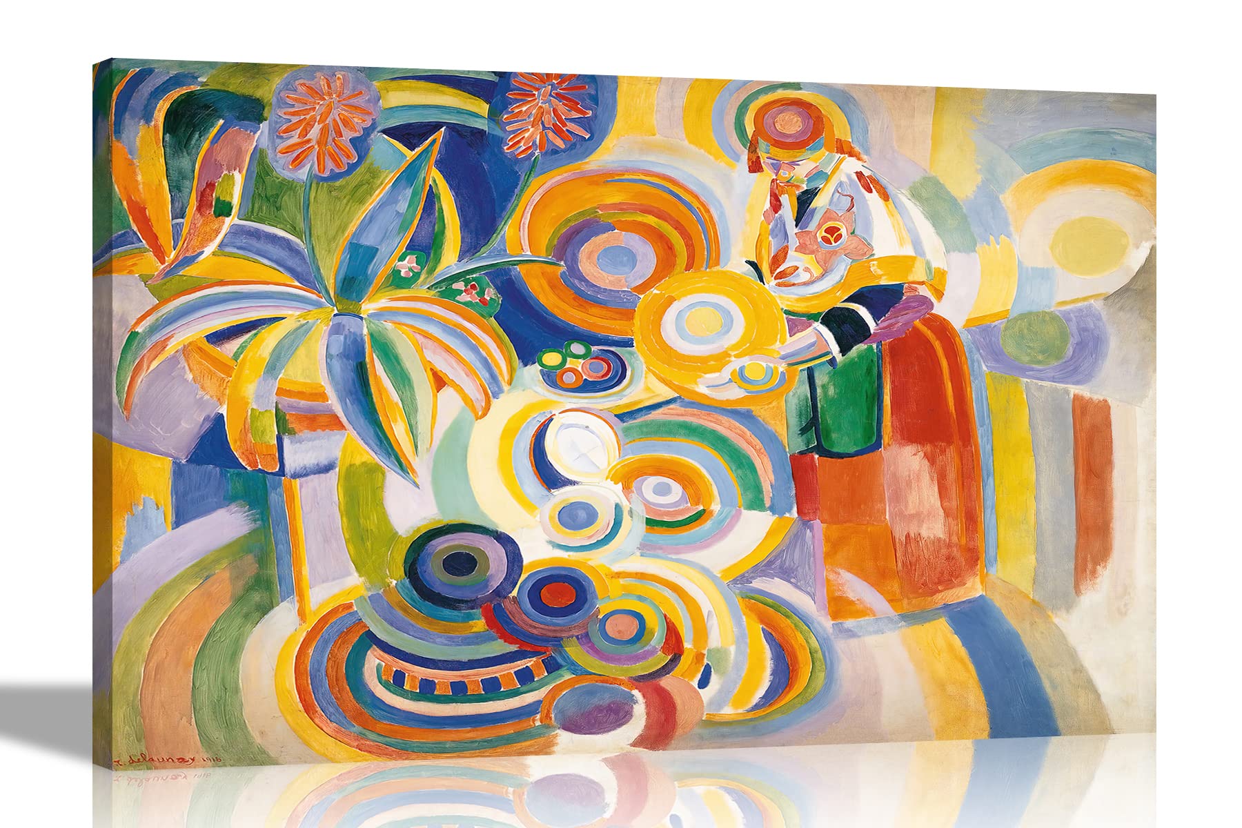Artley Prints Multicoloured - The Large Portuguese Woman By Robert Delaunay Canvas Wall Art Prints Home Decor | Abstract Pictures For Living Room, Bedroom, Office, Lounge 86 X 61Cm (34 X 24 Inches) A1