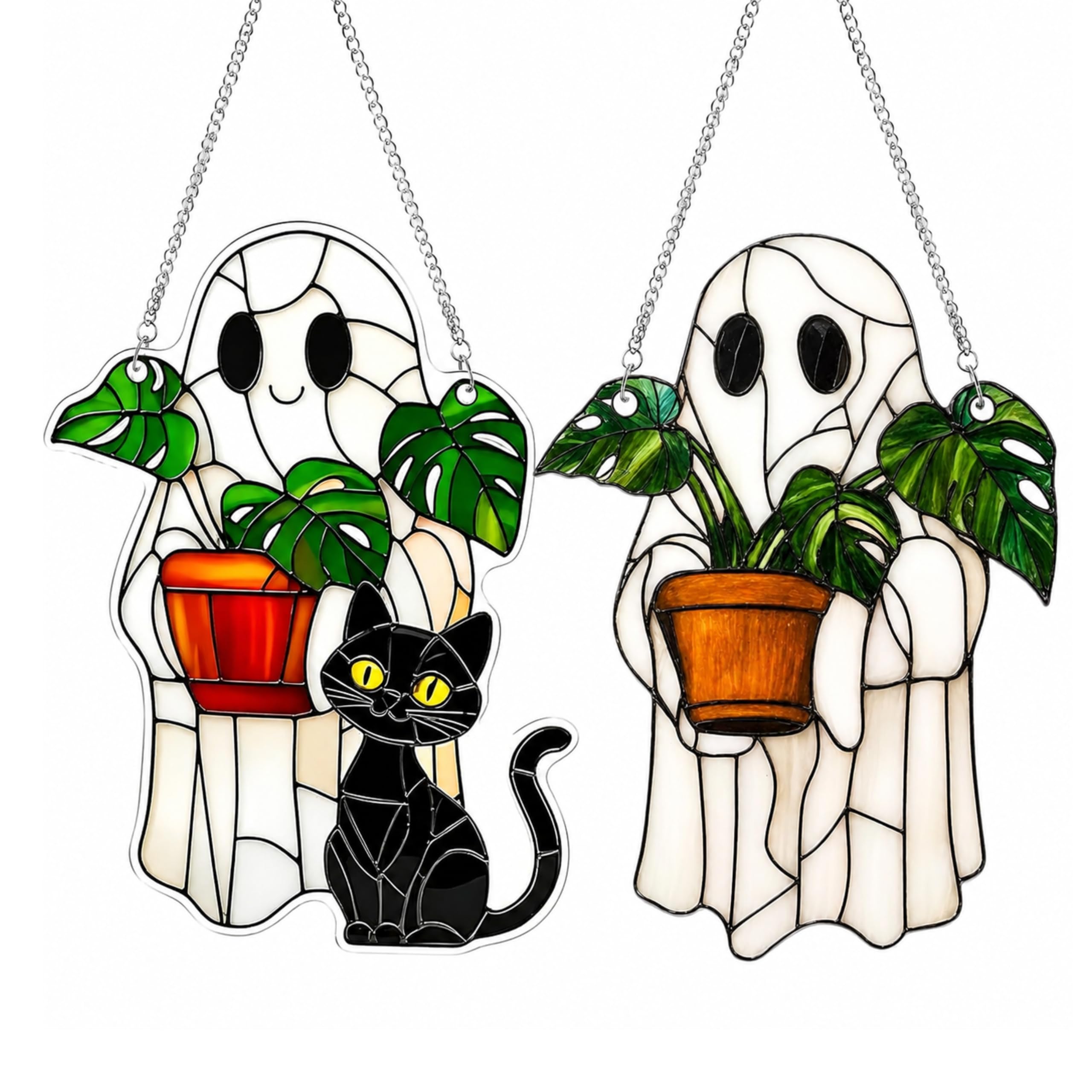 2-Pack cute acrylic ghost plant suncatcher, Ghost garden ornaments