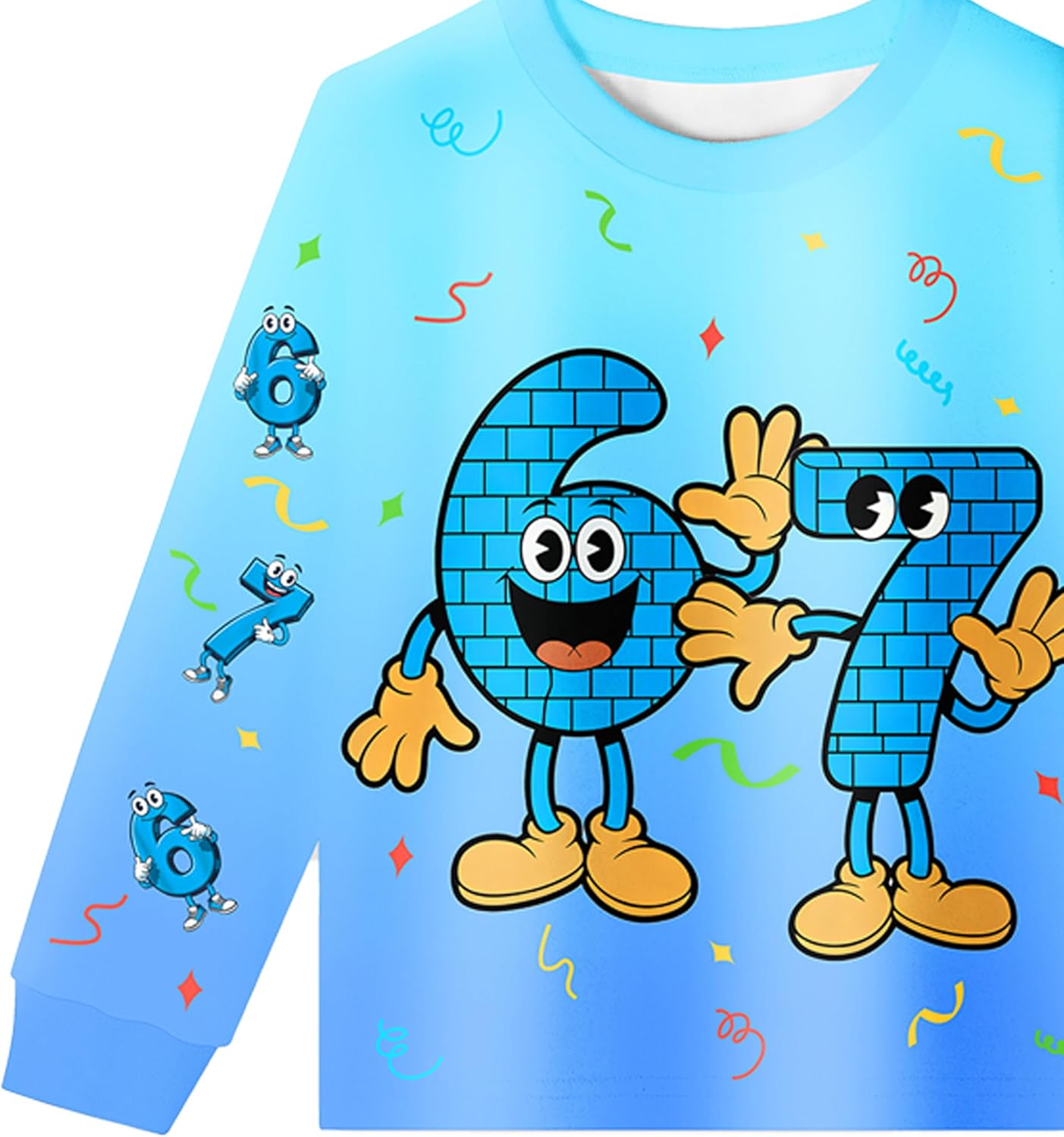 Boys 2PCS Christmas 67 Pattern Outfits Kids Six Seven Shirt and Pants Clothes Set - Image 4