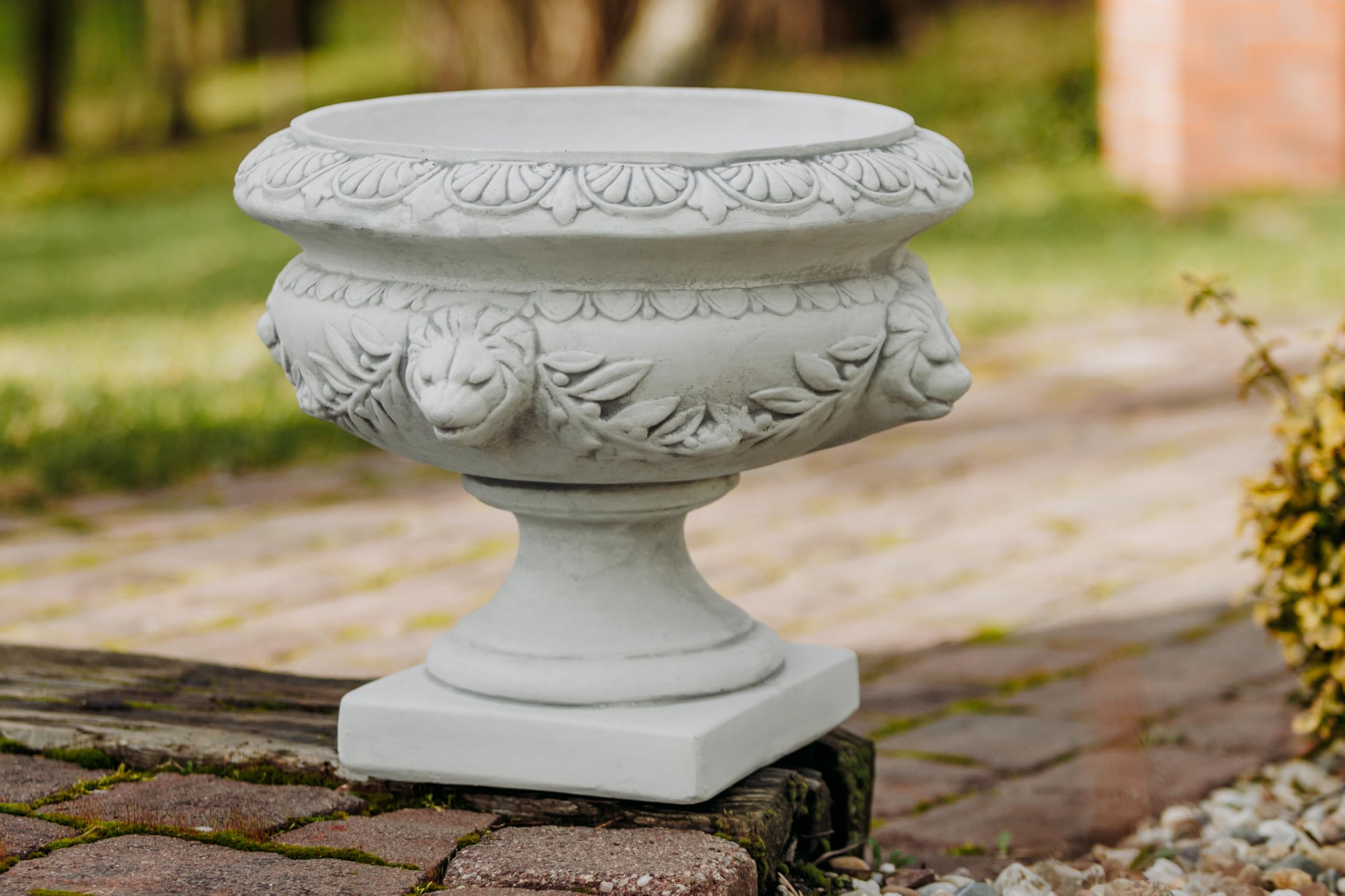 gartendekoparadies.de Doniczka na rośliny w stylu barokowym, z odlewu kamiennego, wys. 35 cm, 10 litrów, 27 kg, szara, odporna na mróz do użytku na zewnątrz