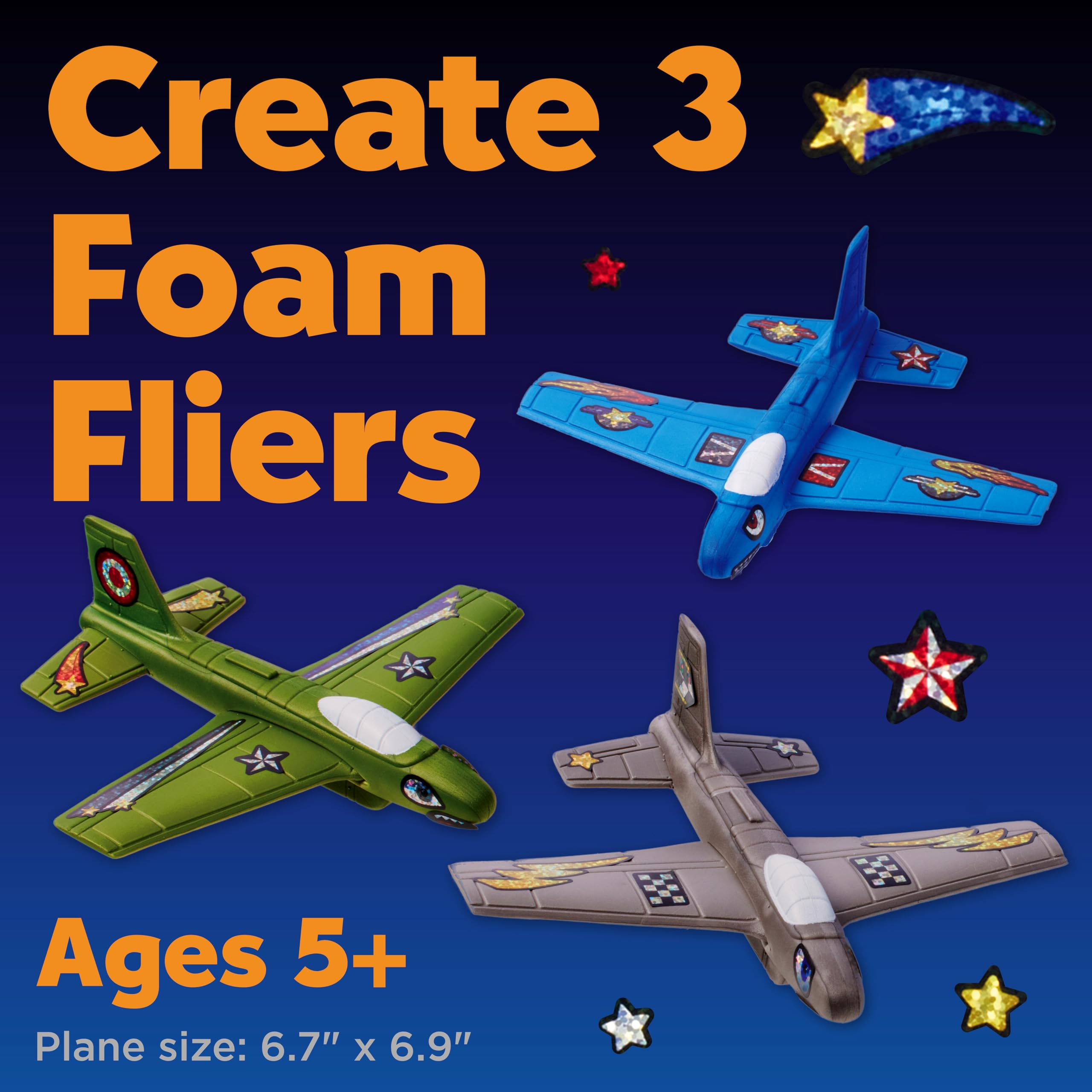 Creativity for Kids Stunt Squadron Foam Fliers: Macht 3 Flugzeug-Spielzeuge für Kinder, Bastel- und STEM-Kits für Kinder im Alter von 5–8 Jahren, Spielzeug für Jungen und Mädchen, Geschenke für Jungen