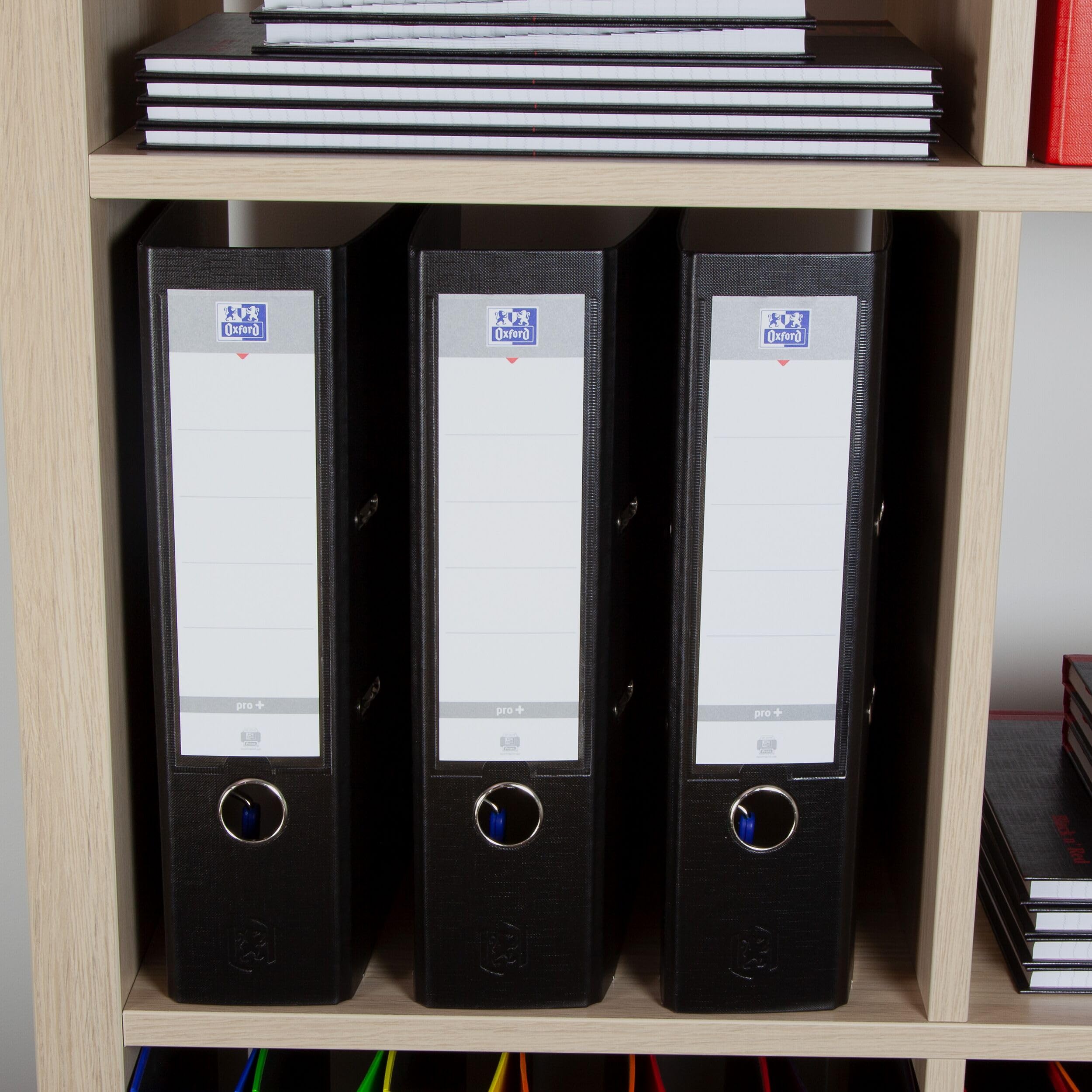Oxford - Archivadores con palanca (3 unidades, A4, XL, 80 mm, 2 anillas, capacidad 750 hojas, cubierta de polietileno)
