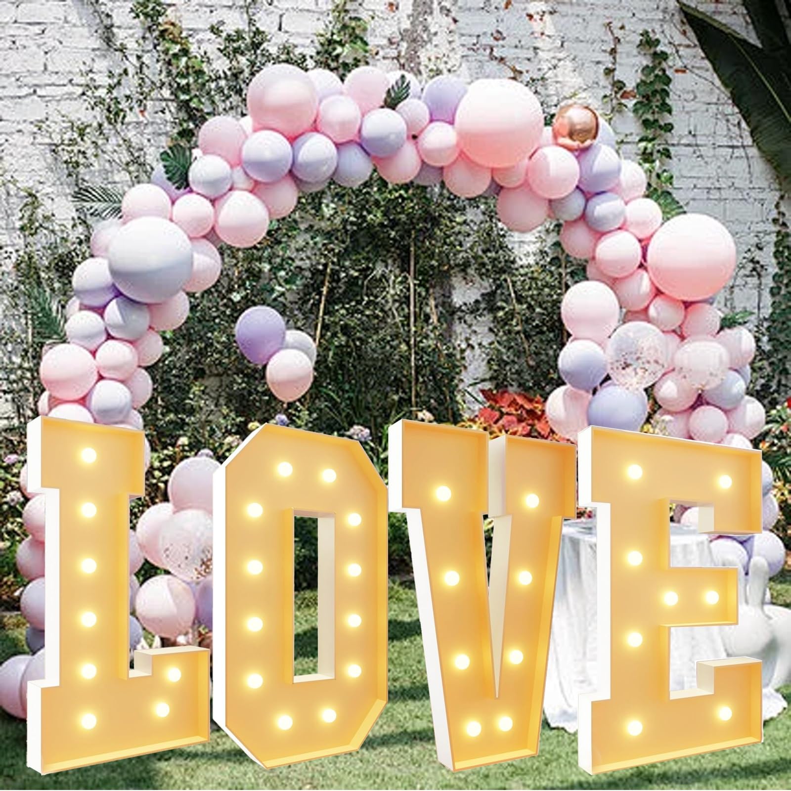 Lettres géantes Lumineuses Love LED Grandes Lettres Panneau 4 Pieds de Haut Lettres en mosaïque Love for Anniversaire de Mariage Anniversaire Saint Valentin Décoration de fête(2.3FT)