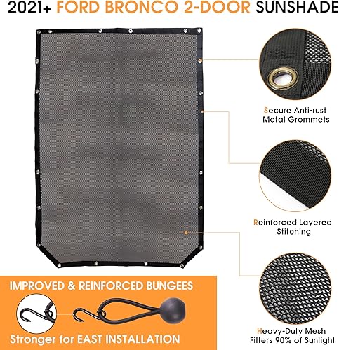 Miniatura 3 de BESTAOO Parasol para accesorios Ford Bronco 2021 2022 2023 2024 2025 2 puertas, parasol de malla frontal Bimini cubierta superior para Bronco de 2