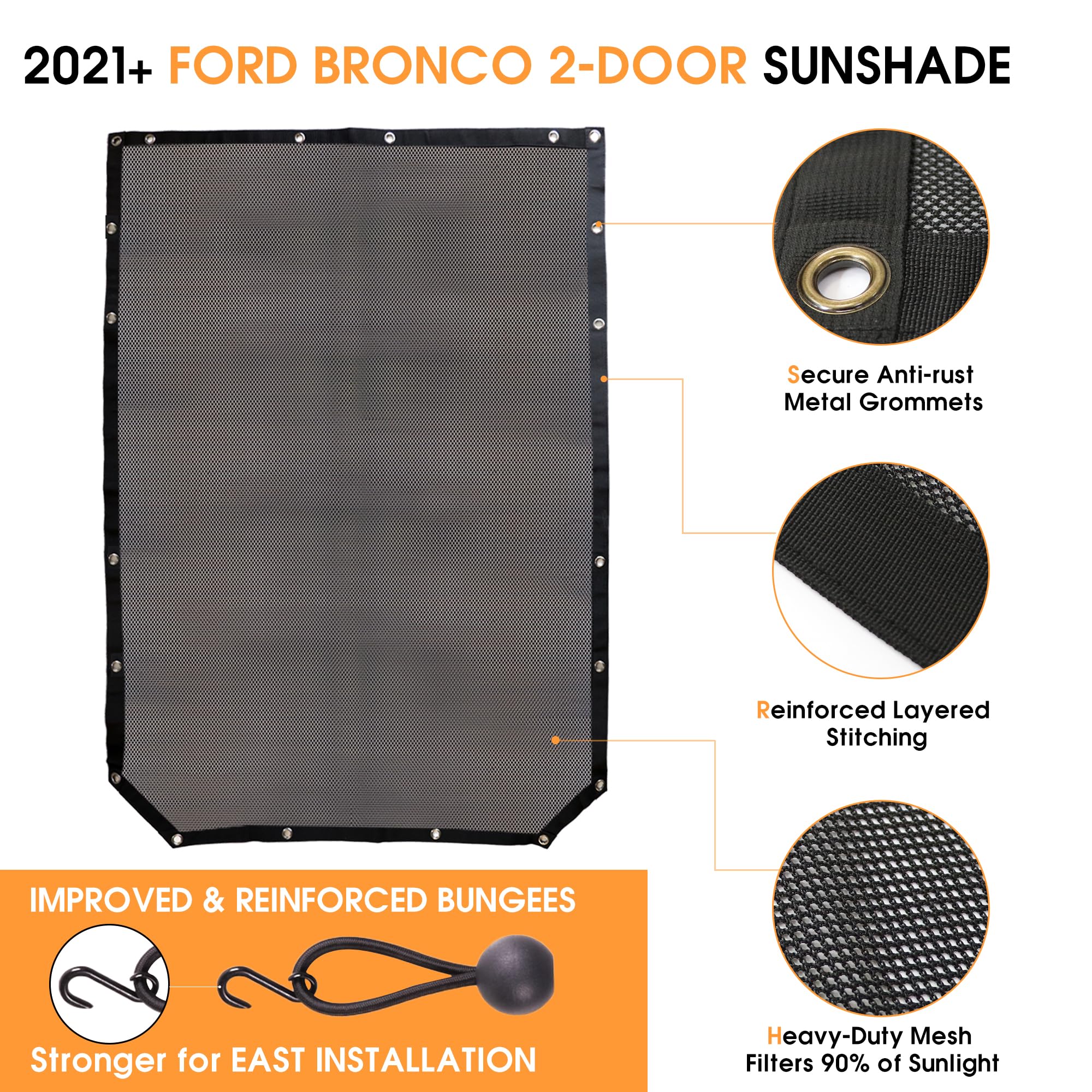 BESTAOO Sunshade for Ford Bronco Accessories 2021 2022 2023 2024 2 Door ...