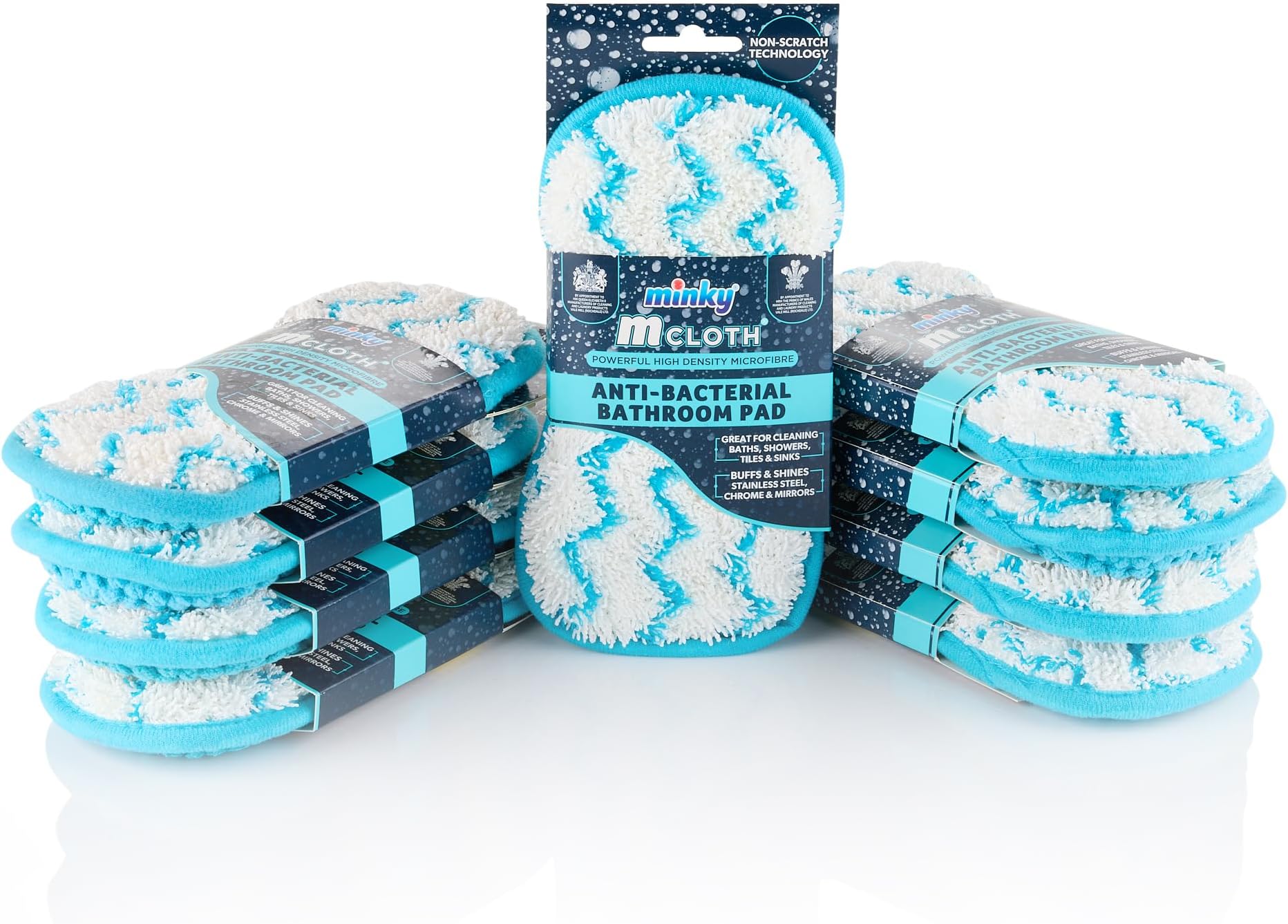 M Cloth Anti-Bacterial Bathroom Cleaning Pad - 9 Pack, Anti-Bacterial Protection, High Density Microfibre With Non-Scratch Technology, Dual Sided For Powerful & Effective Cleaning