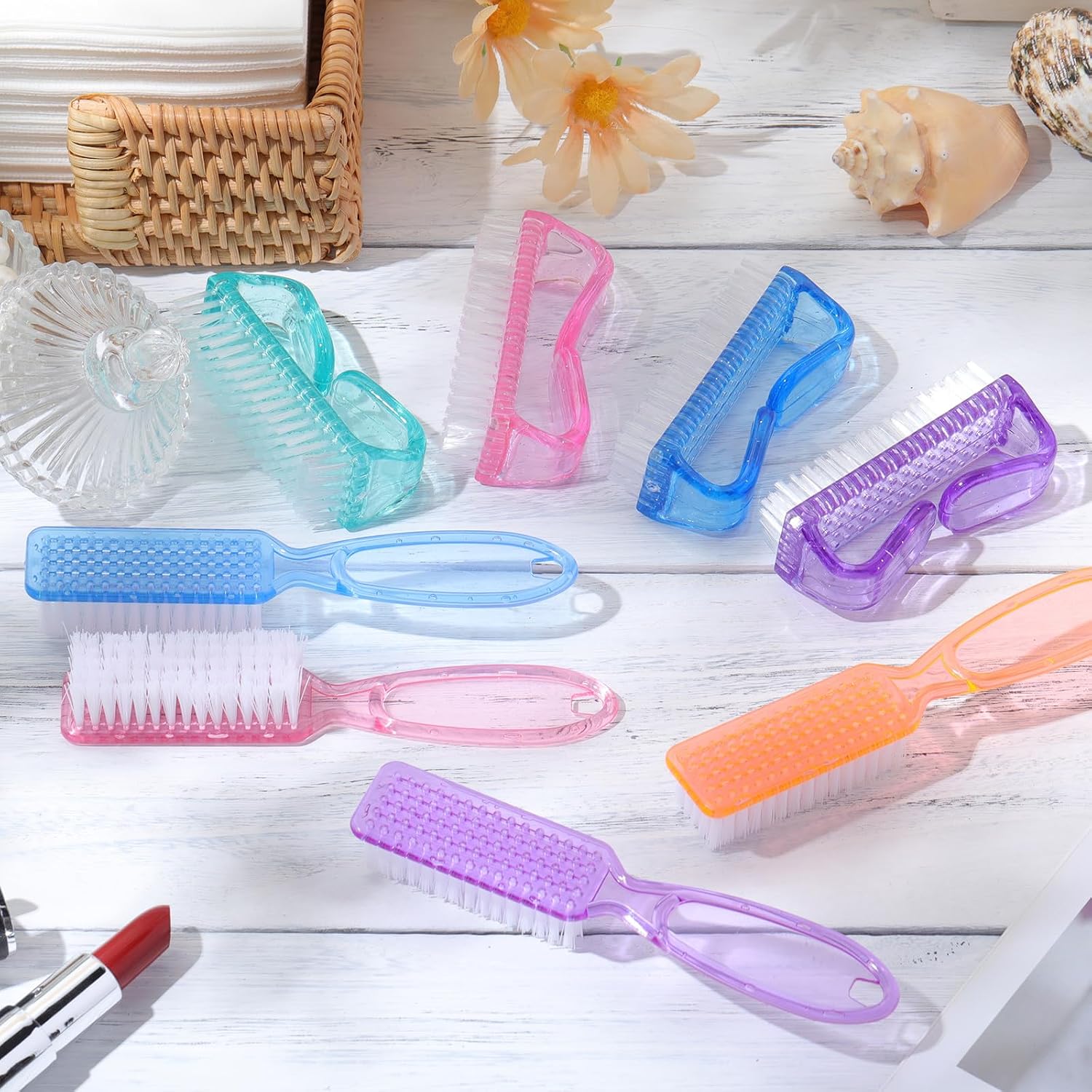 8 Pack Handle Grip Nail Brush, Nail Cleaning Brushes Set Pedicure Scrubbing Tool, Toes Fingernail Brush Scrub Cleaner Kit for Men and Women, Multicolor