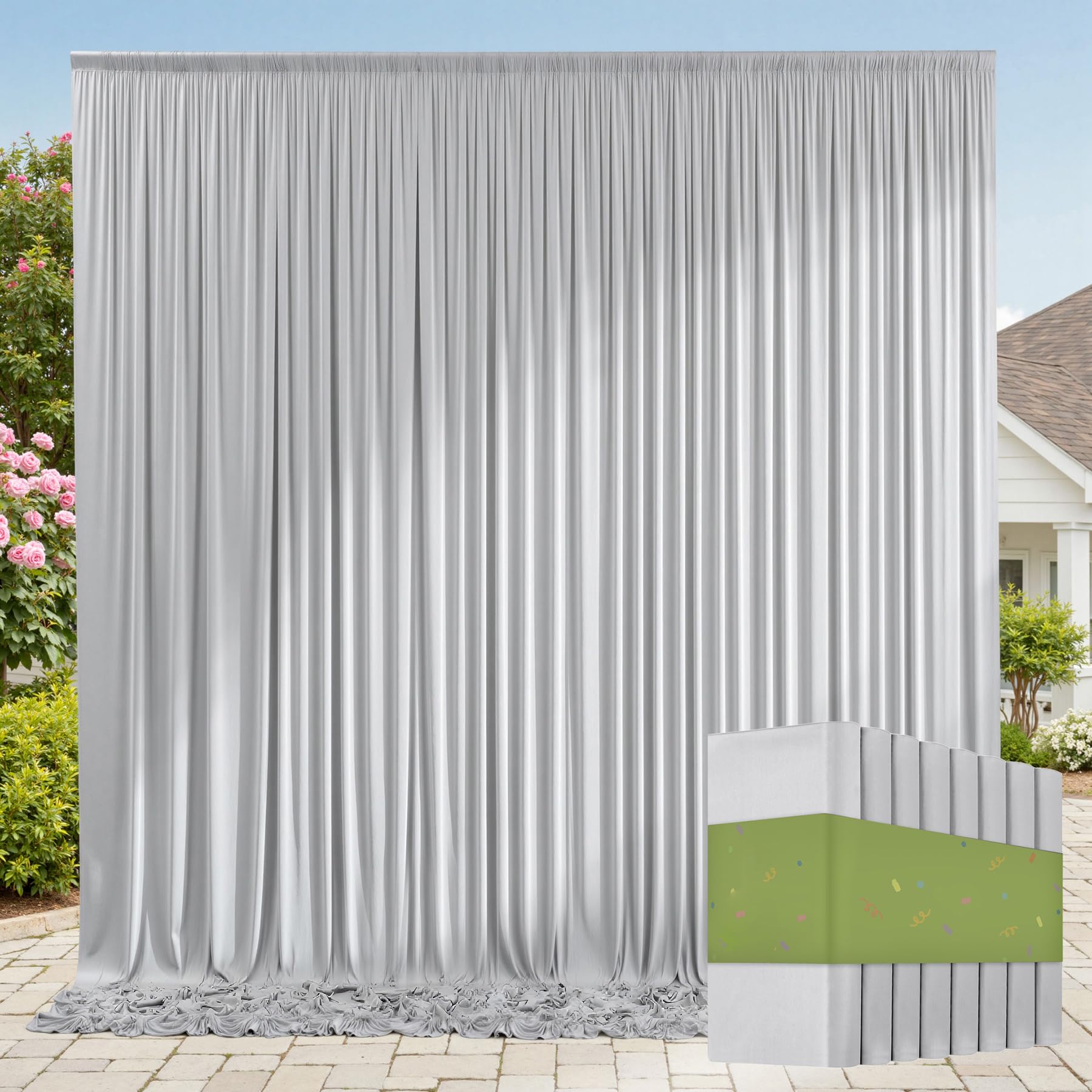 10ft x 10ft Wrinkle Free Black Backdrop Curtains for Parties, 2 Panels 5ftx10ft Polyester Photo Backdrop Drapes for Wedding Birthday Graduation Photography Background — view 56