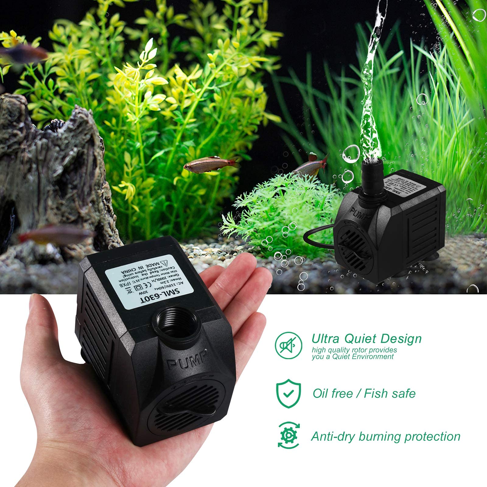 バリューセレクションAqua Dream 1717 Quiet Ultra GPH Pump External Submersible