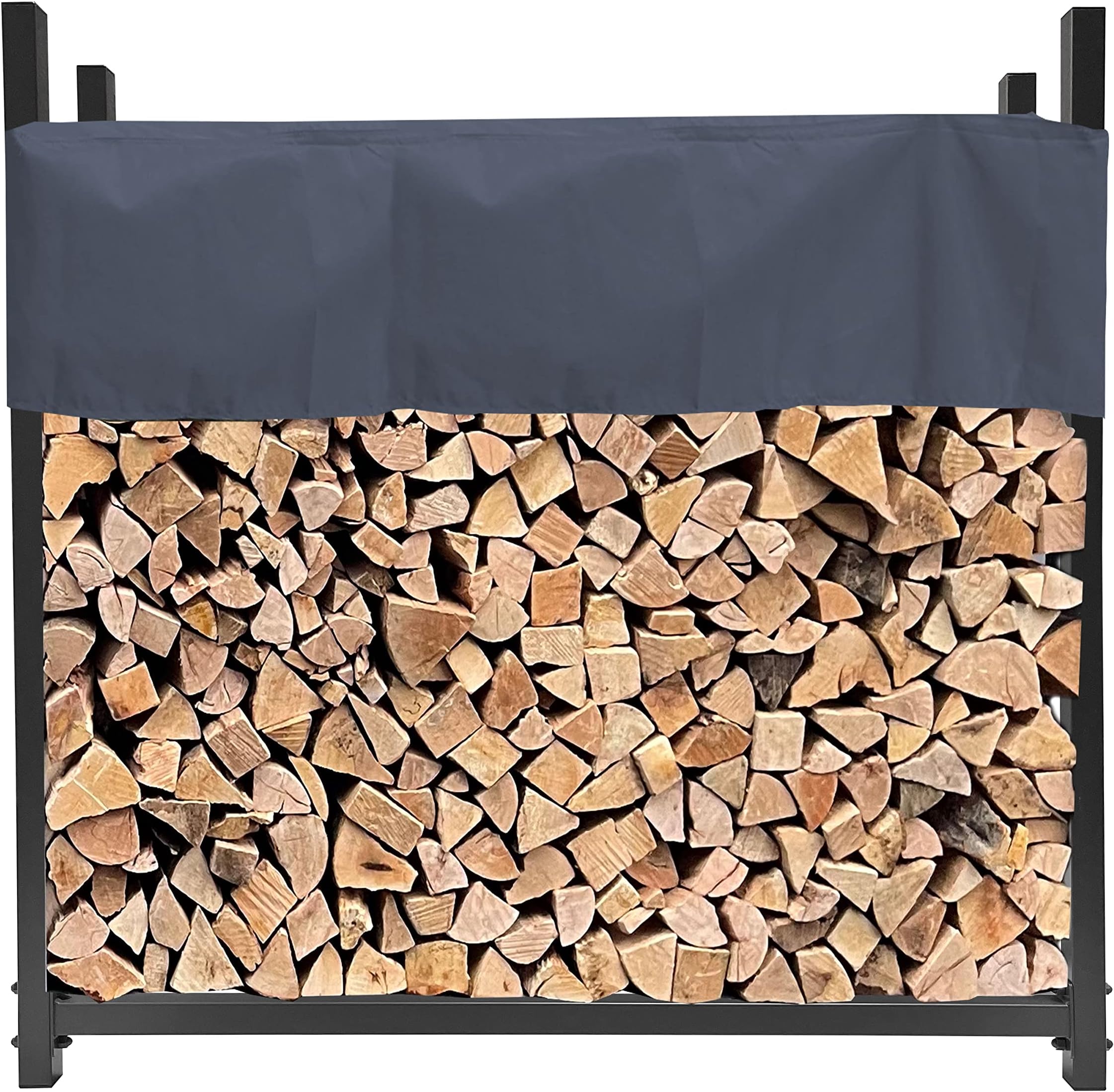 Outsunny Kaminholzregal Mit Rollen - 4 Ablagen Brennholzregal 45x30x118cm Bis 60kg Metall Schwarz