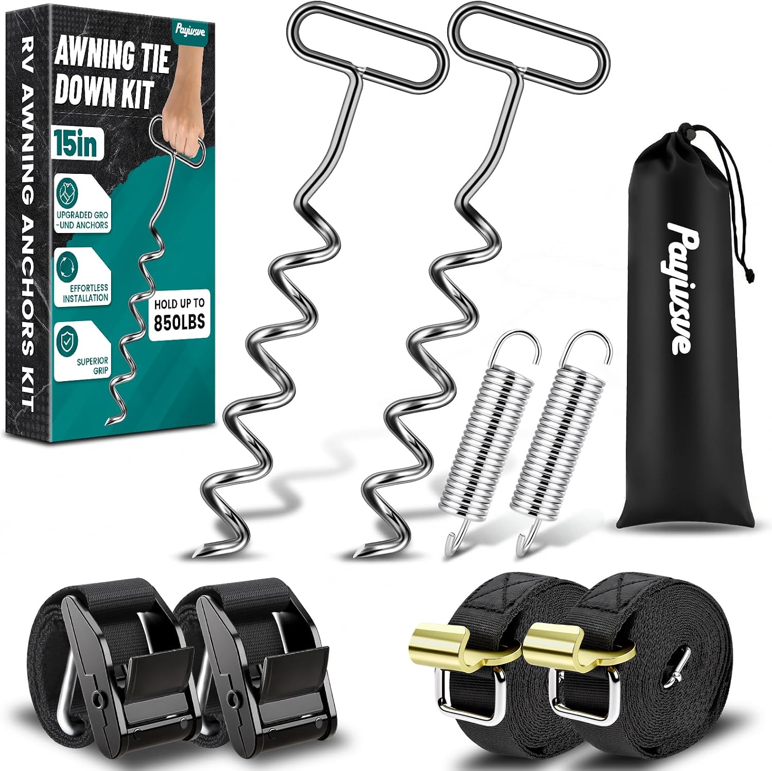 Heavy Duty RV Awning Tie Down Anchor Kit for Camper Trailer Wind Protection