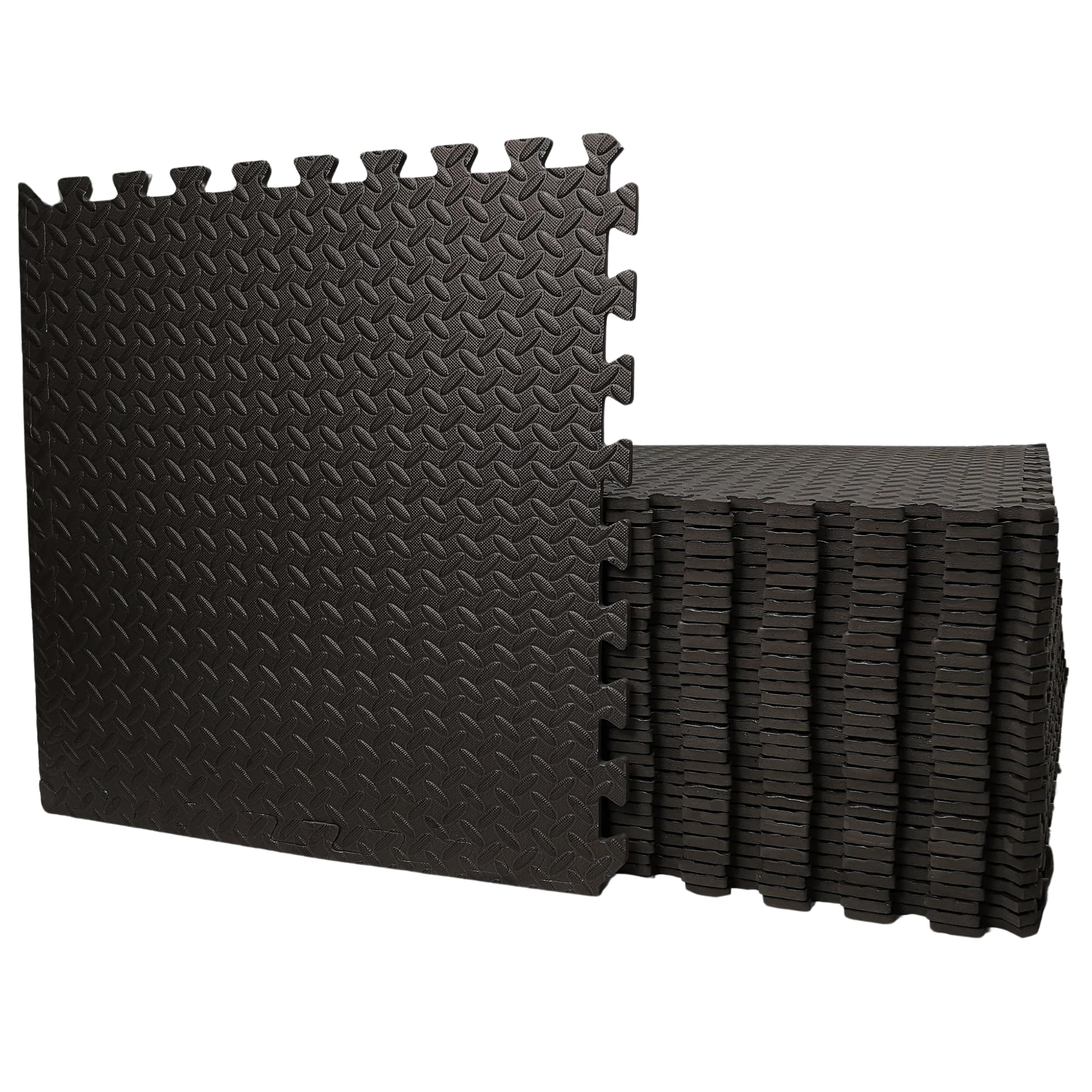 Samuel Alexander Black 4 Piece Eva Foam Floor Protective Floor Tiles / Mats 60X60cm Each Set For Gyms, Kitchens, Garages, Camping, Kids Play Matting, Hot Tub Flooring Mats And Much More Set Covers 1.44 Sqm (15.5 Sq Ft)
