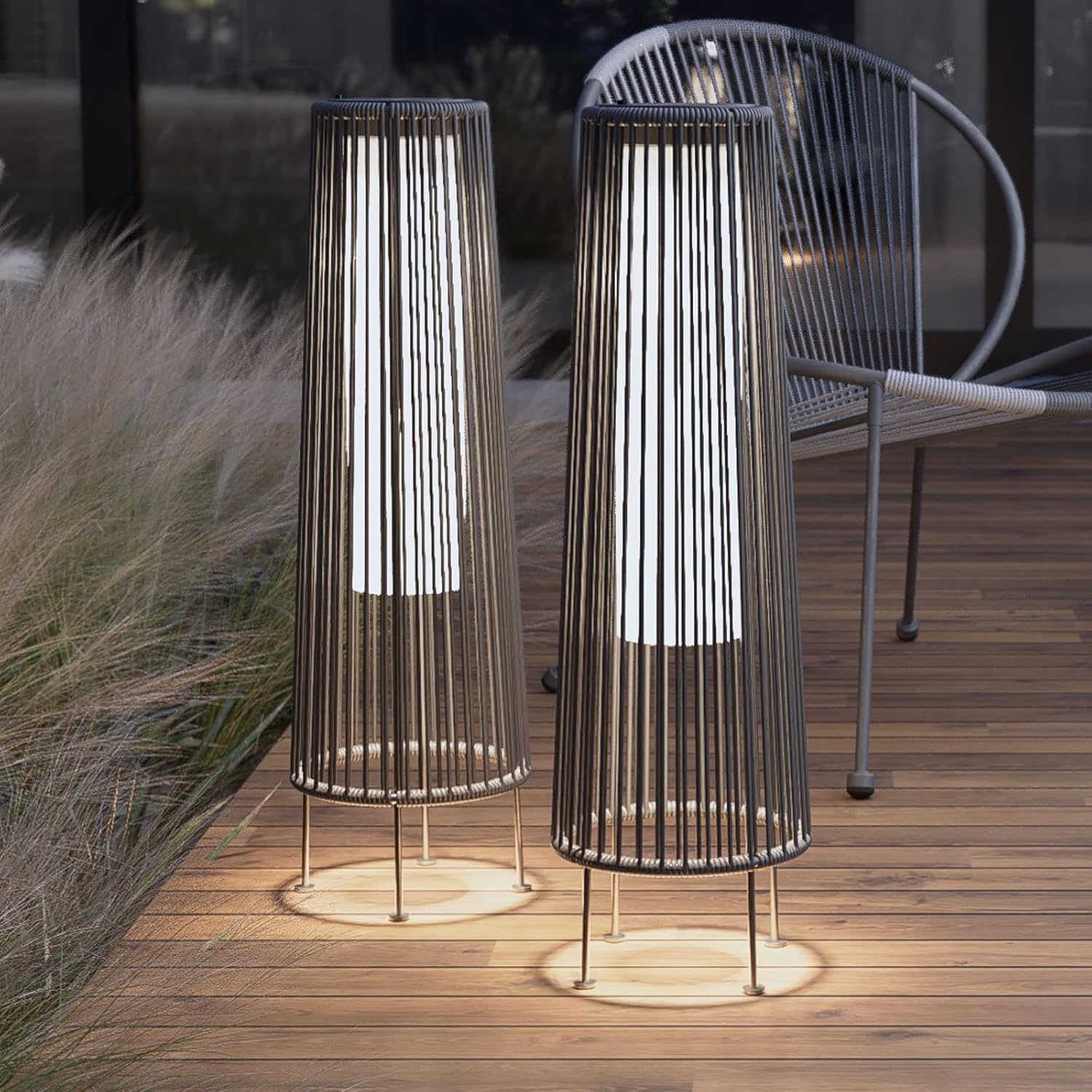 Grand patio Outdoor Solar Floor Lamp WeatherResistant Wicker Solar