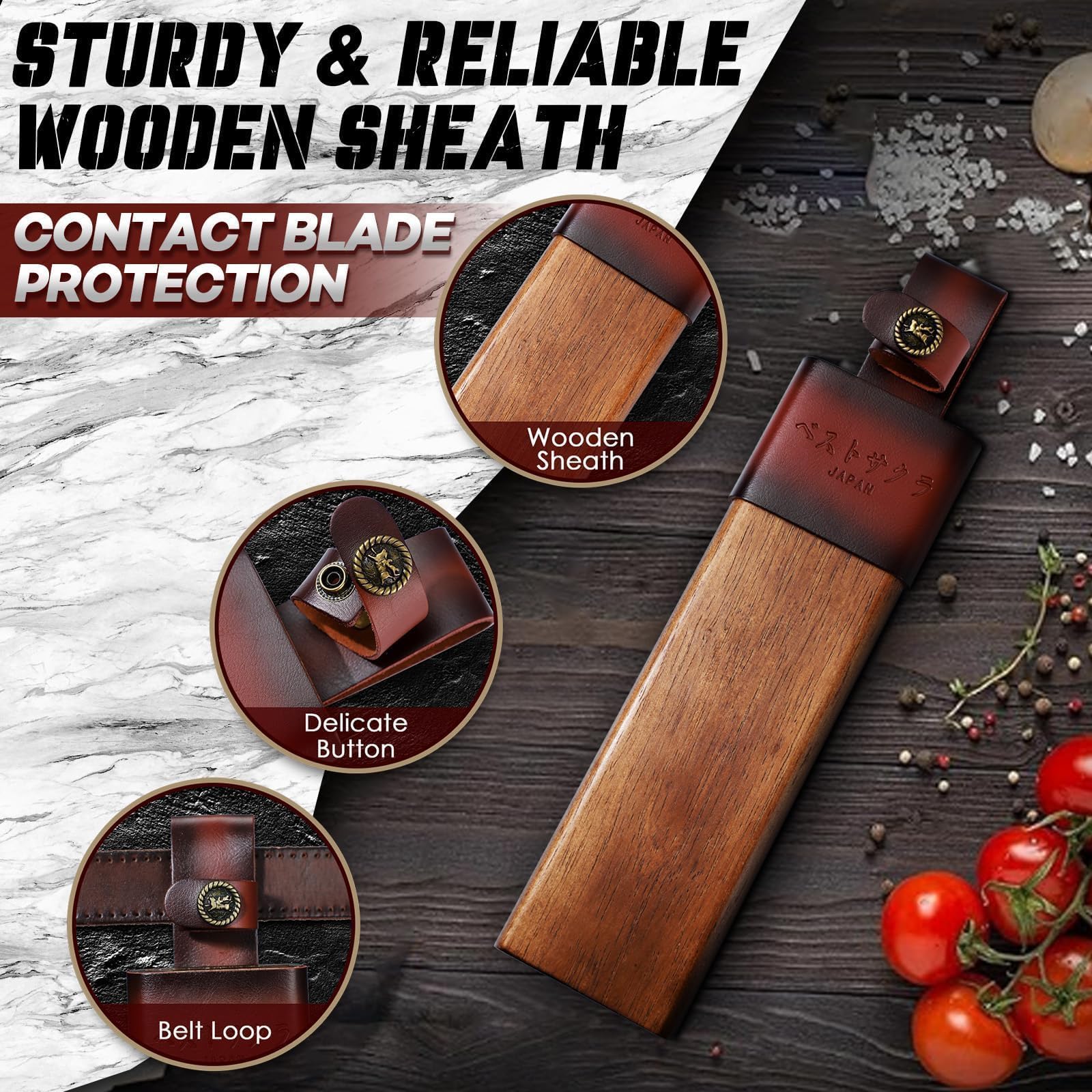 Freelander Coltello da Campeggio con Manico in Legno | Coltello Bushcraft Full Tang Coltello Sopravvivenza