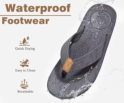 Miniatura 3 de KuaiLu - Sandalias para hombre, con soporte de arco, cómodas, impermeables, punta abierta, para verano, playa, de cuero, sandalias tipo pata de