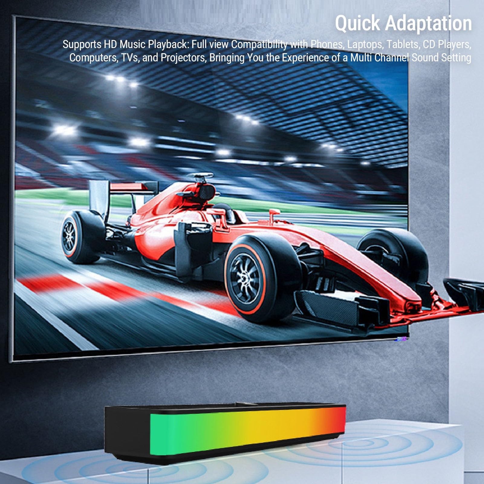 Ejoyous Altoparlante per Computer Altoparlante per PC ABS Bluetooth 6.0 con Luce RGB Alimentato Tramite USB 3,5 Mm AUX 2.0 Canale 16 Pollici per Laptop Desktop Gaming Home Office