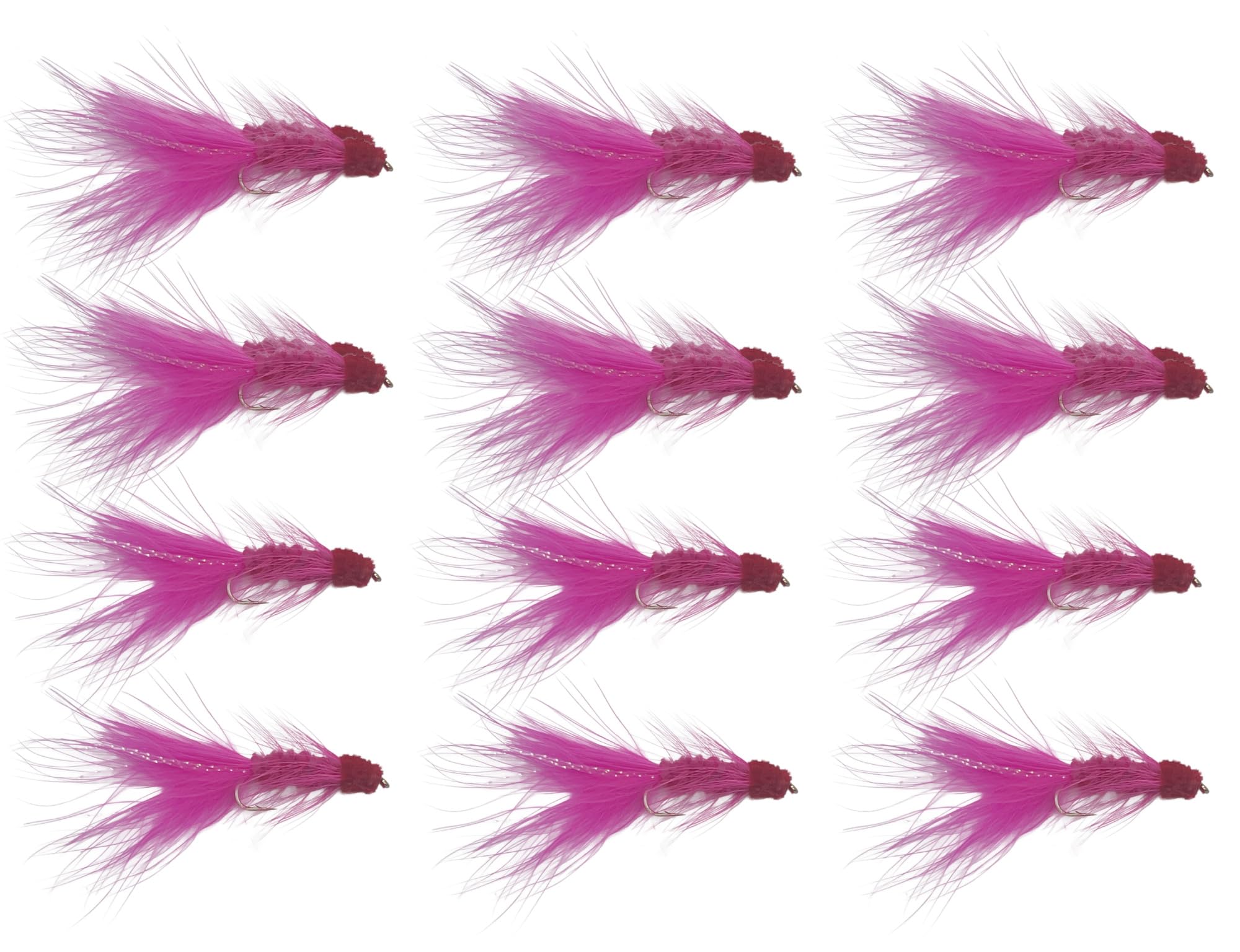 Feeder Creek Egg Sucking Leech Flies - 12 Pack Streamer Fly Assortment for Trout, Steelhead & Salmon - Egg Sucking Leech with Red Head