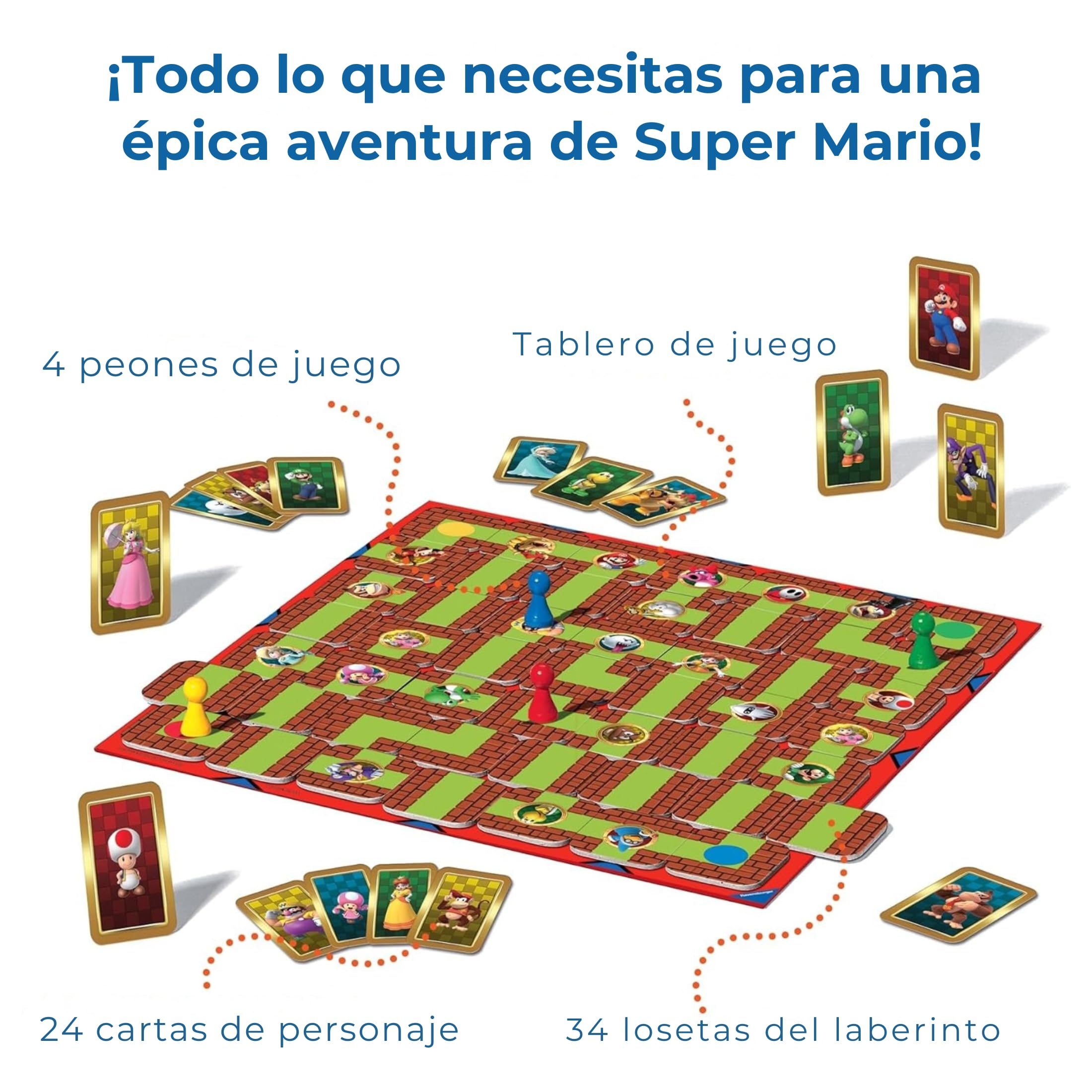 Ravensburger - Laberinto Super Mario | Juegos De Mesa Niños 7 Años | Regalos para Niños | 2-4 Jugadores | Juego De Mesa 7 Años | Mario Bros | Board Games