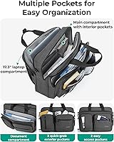 Vista 3 de BAGSMART 3 In 1 Laptop Bag for Men, Computer Briefcase 17.3 Inch Laptop Water-Repellent Shoulder Bag, Computer Bag Business Travel Office, Black