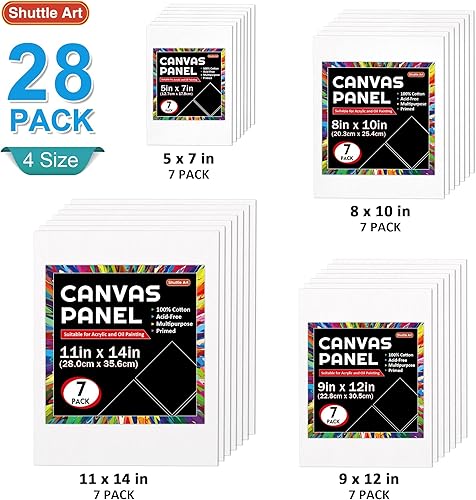 Miniatura 2 de Paquete de 50 kits de pintura en lienzo, suministros de pintura Shuttle Art con 28 tableros de lienzo de varios tamaños para pintar y 22