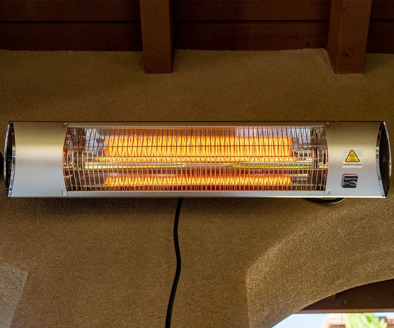 Amazon.com : Kenmore Carbon Infrared Outdoor Electric Heater | 1500W  Electric Patio Heater with Remote, Ceiling or Wall Mounted, KH-7E01-SS,  Outdoor Heater, Garage Heater, Outdoor Space Heater with Brackets : Patio,  Lawn
