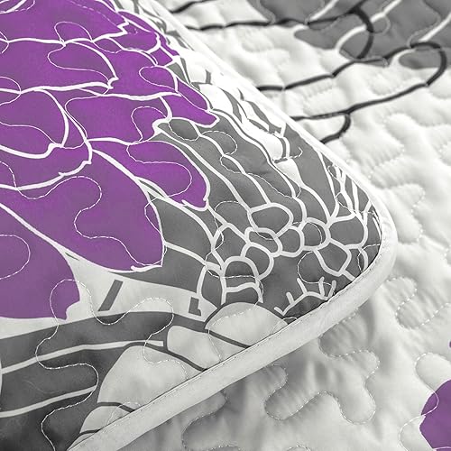 Miniatura 7 de Juego de edredón tamaño Queen con estampado floral azul, colcha de 3 piezas, elegante colcha bohemia con 2 fundas de almohada, juego de edredón