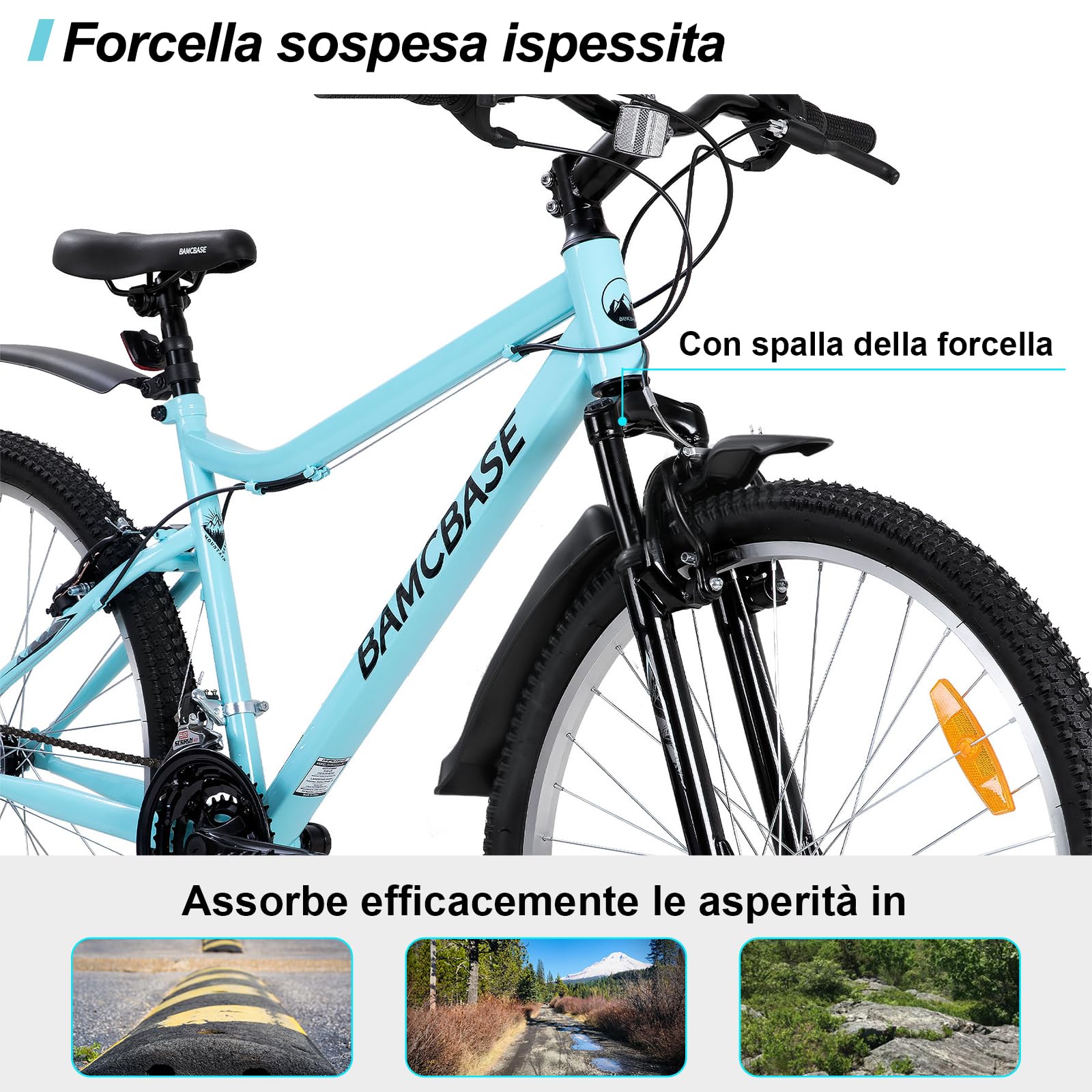 Hiland Mountain Bike Donna 26 Pollici, 18 Marce, Freni V-Brake, Telaio Robusto, Bicicletta MTB da Donna, Verde/Viola/Bianco