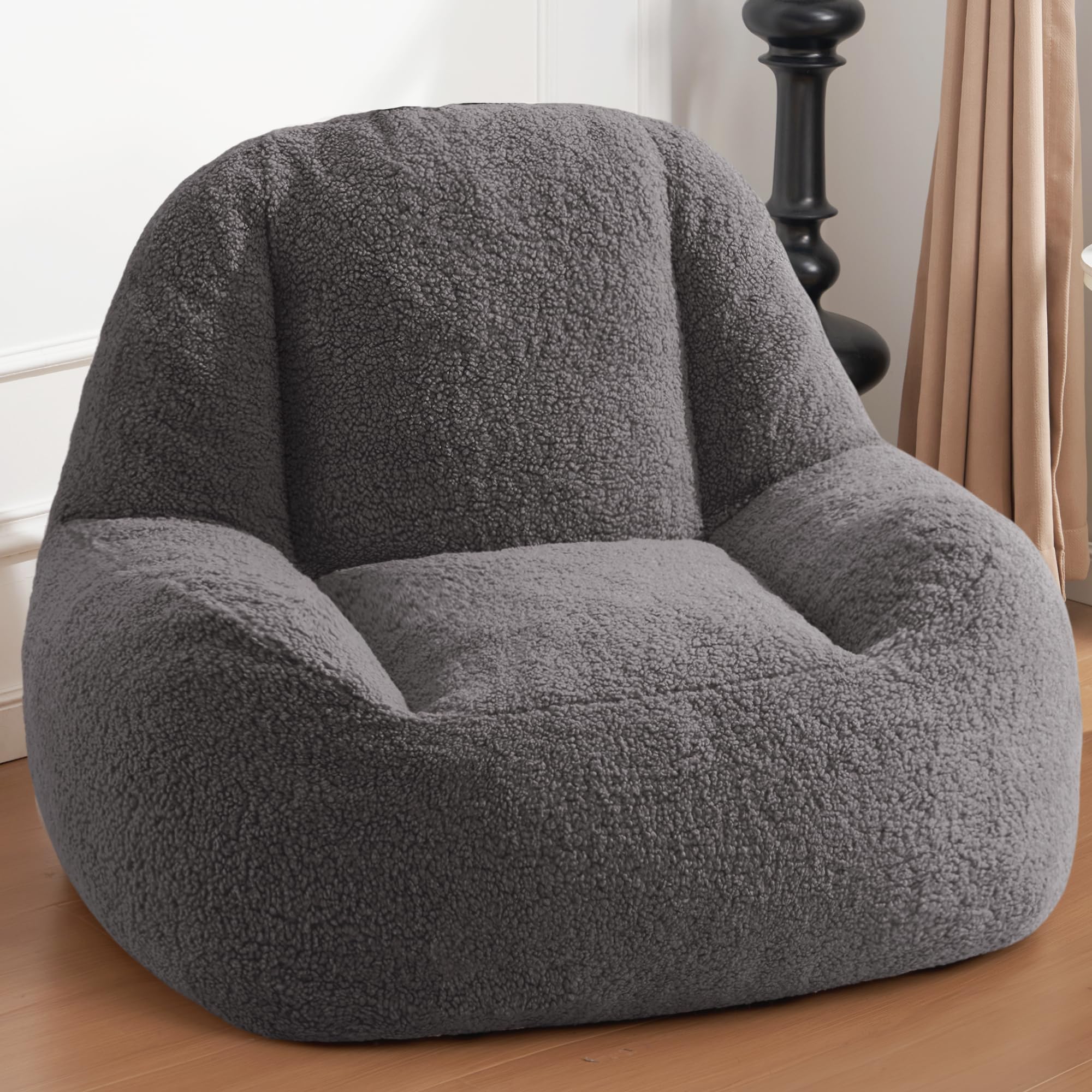 Homguava Bean Bag Chairs for Adults,Giant Beanbag Couch Adult Bean Bag Chair with Filler Included,Modern Lazy Sofa Comfy Chair for Living Room(Dark Grey)
