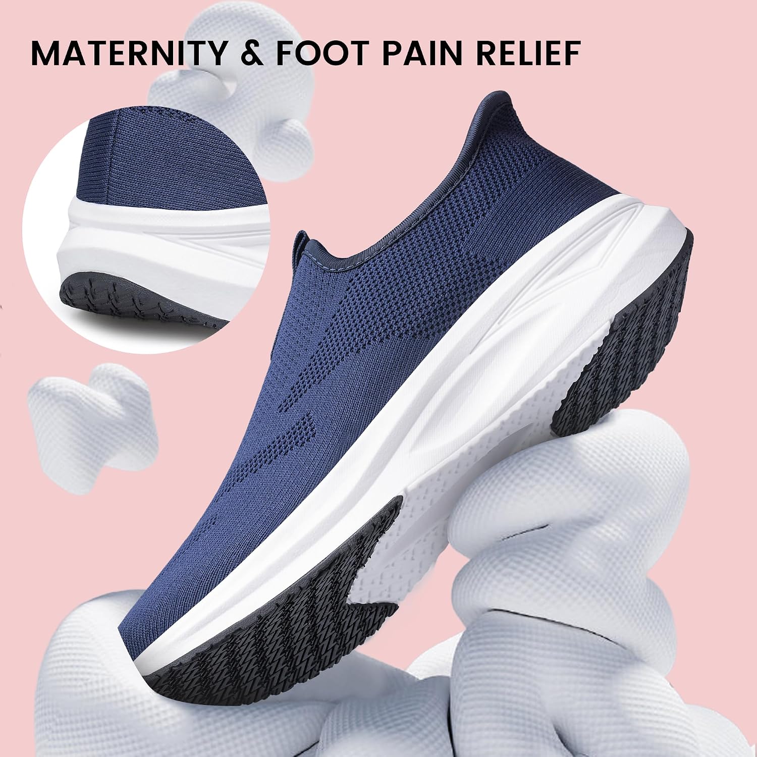 Women's Hands Free Slip On Walking Shoes Non Slip Ultra Light Breathable Casual Nursing Maternity Shoes