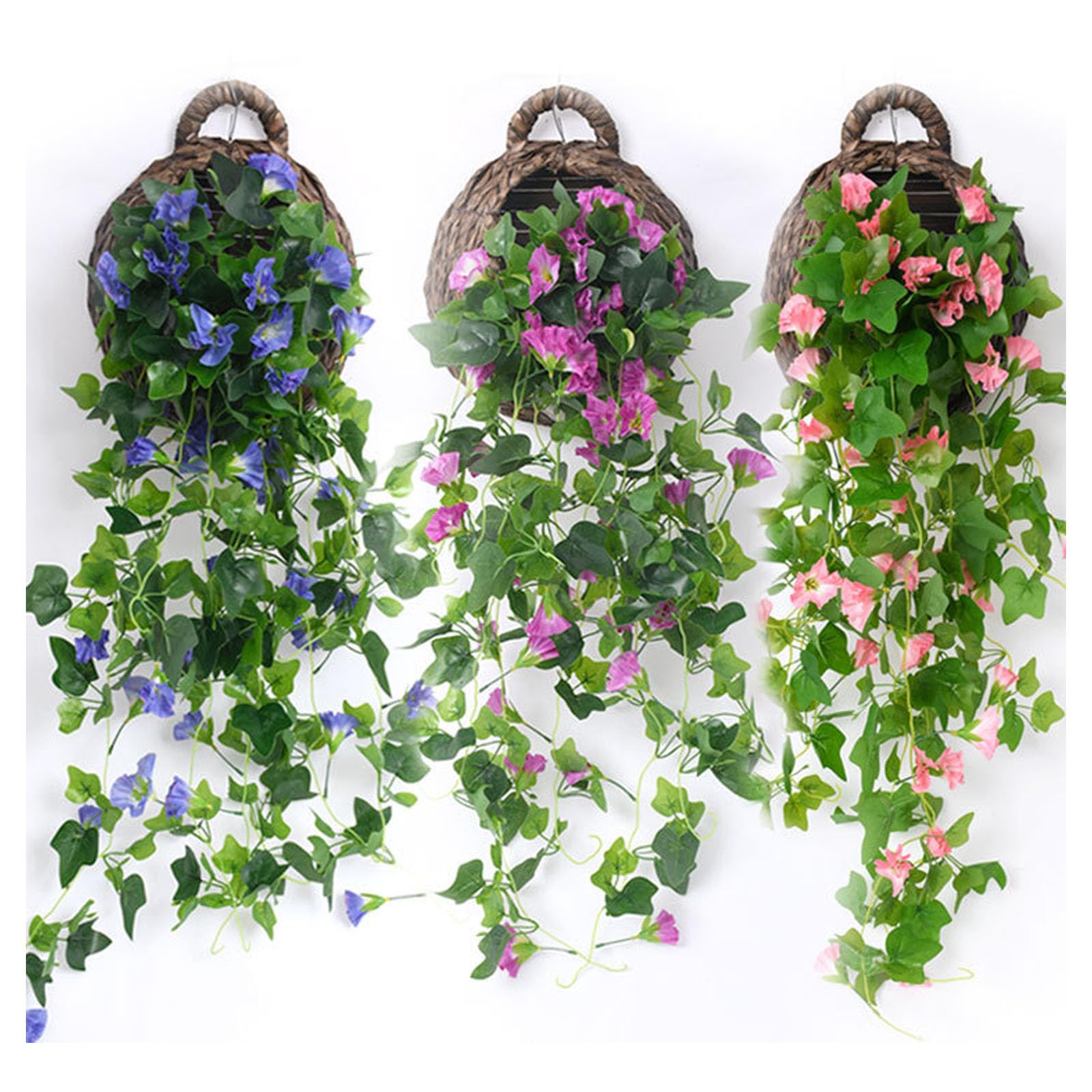 Künstliche Hängepflanzen für Zuhause, Bauernhaus, Innen- und Außenbereich, Gartendekoration, Set mit 10 künstlichen hängenden Blumen (Farbe: A)