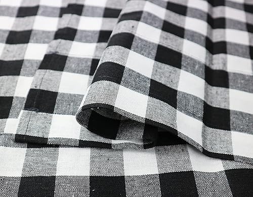 Miniatura 7 de Deztibos Cenefa de ventana de cocina a cuadros blancos y negros de búfalo, paquete de 2 cenefas cortas a cuadros a cuadros a cuadros con textura de